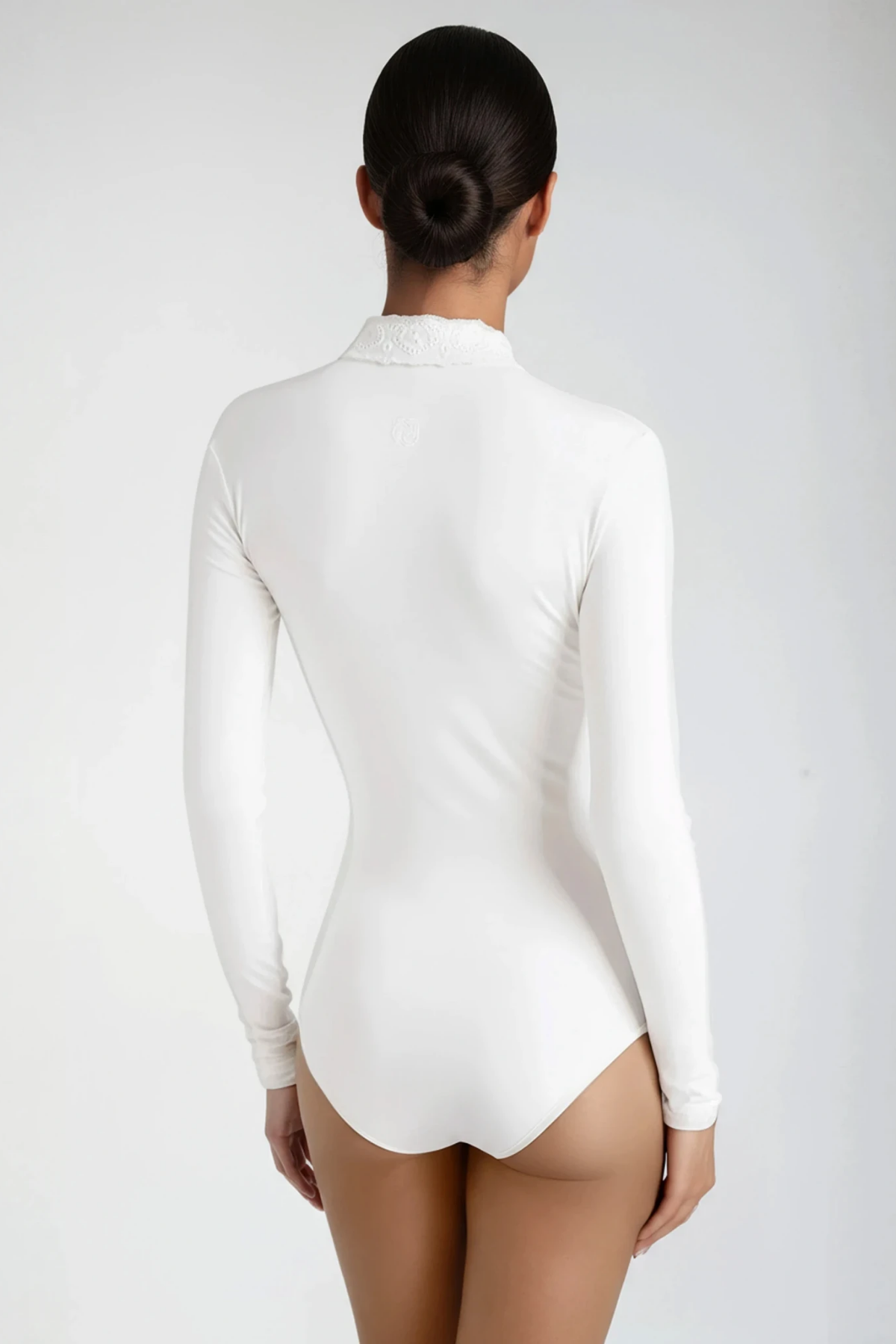 Devadas Long Sleeve Embroidered Bodysuit In White