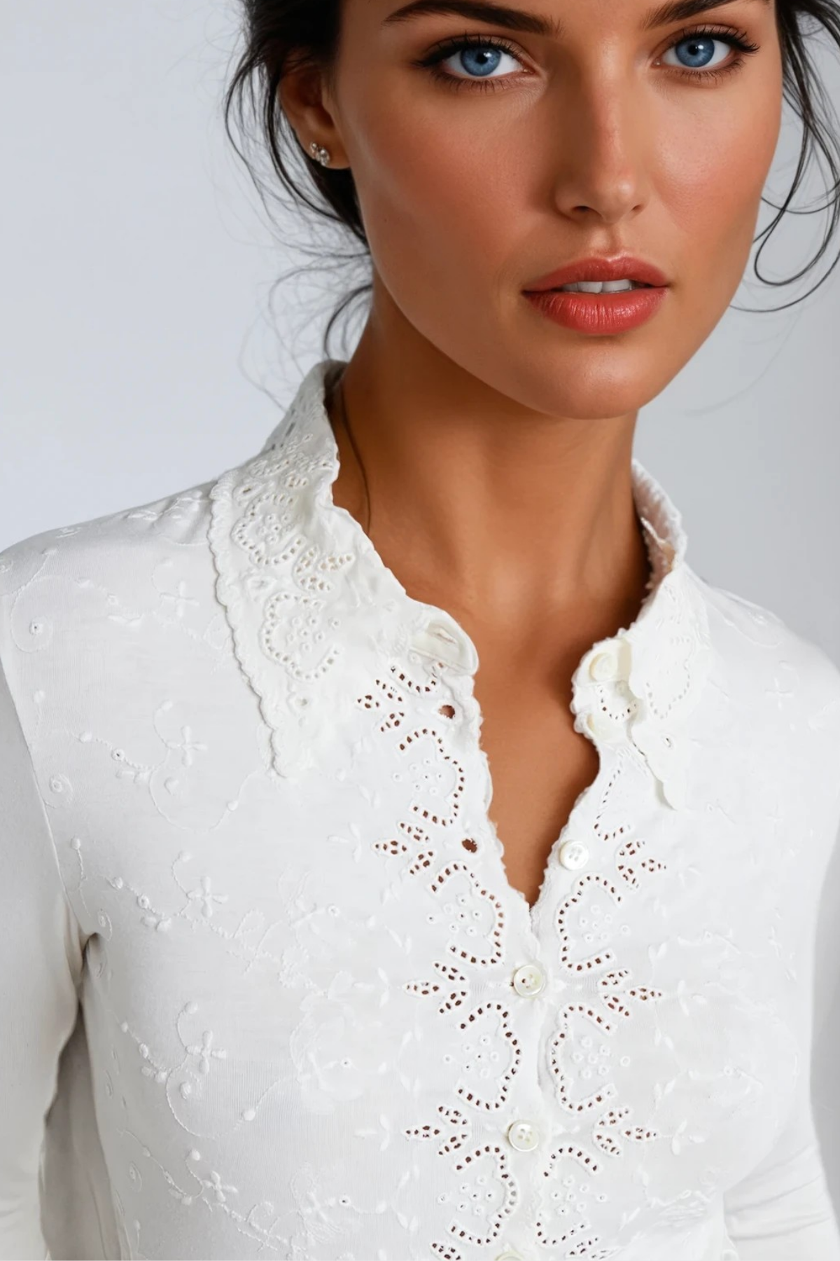 Devadas Long Sleeve Embroidered Bodysuit In White