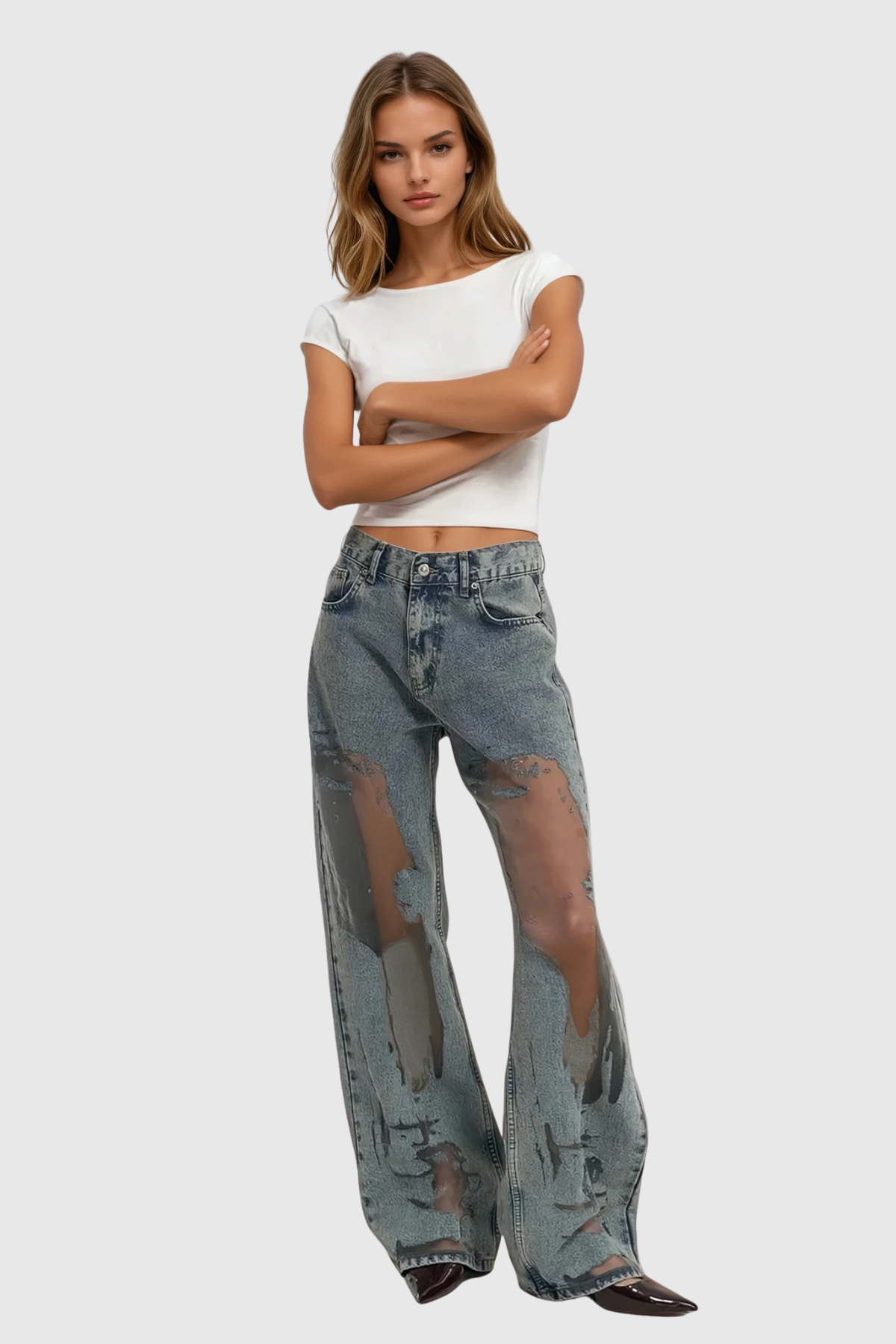 Devaki Mesh Burnout Jeans