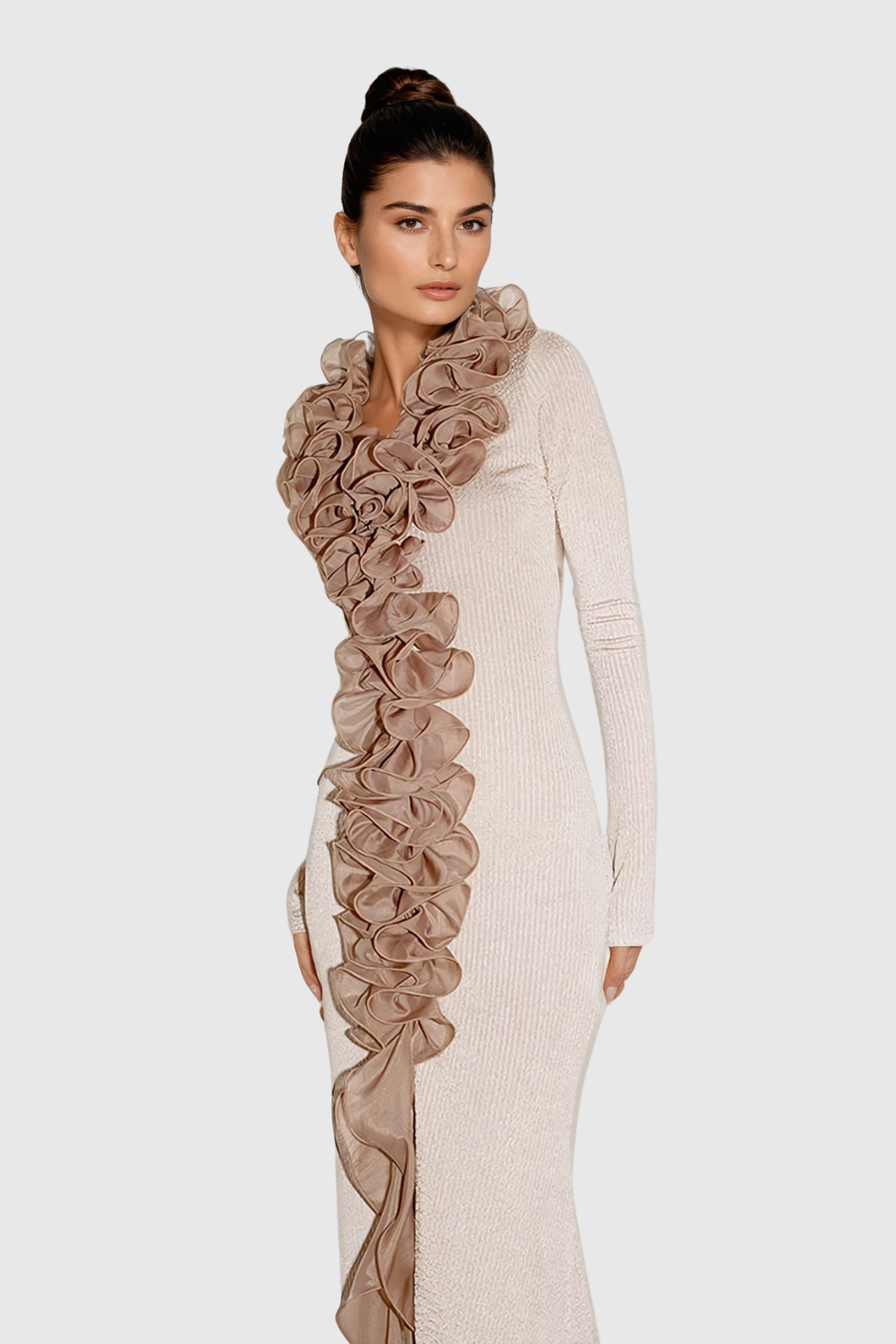 Devorah Plunge Ruffle Maxi Dress