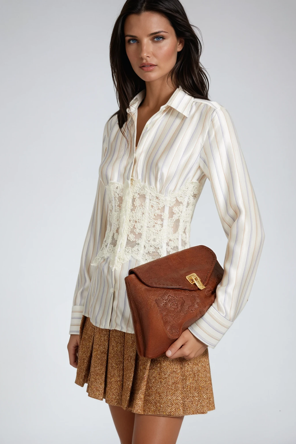 Dexter Lace Corset Stripe Shirt