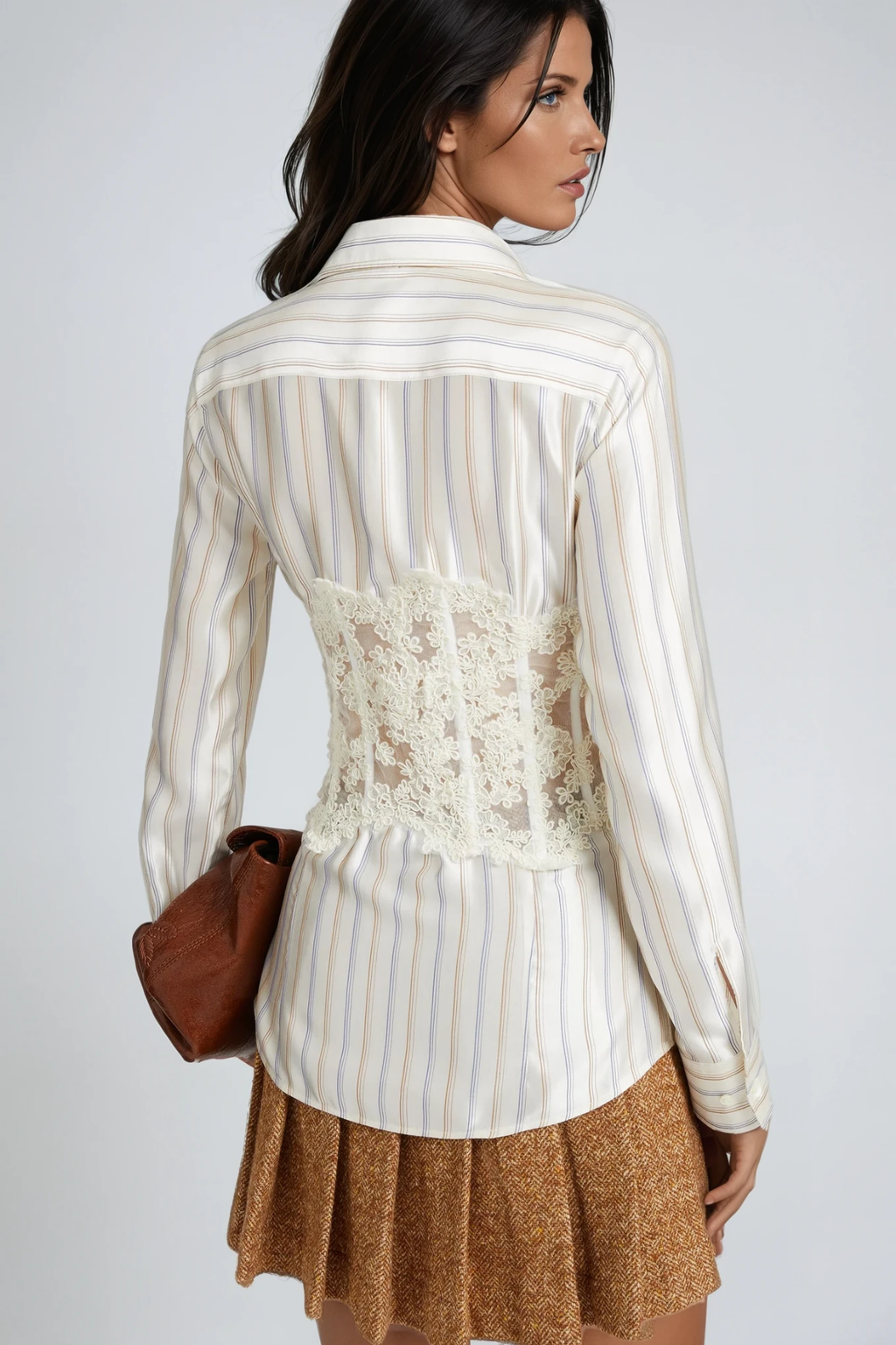Dexter Lace Corset Stripe Shirt