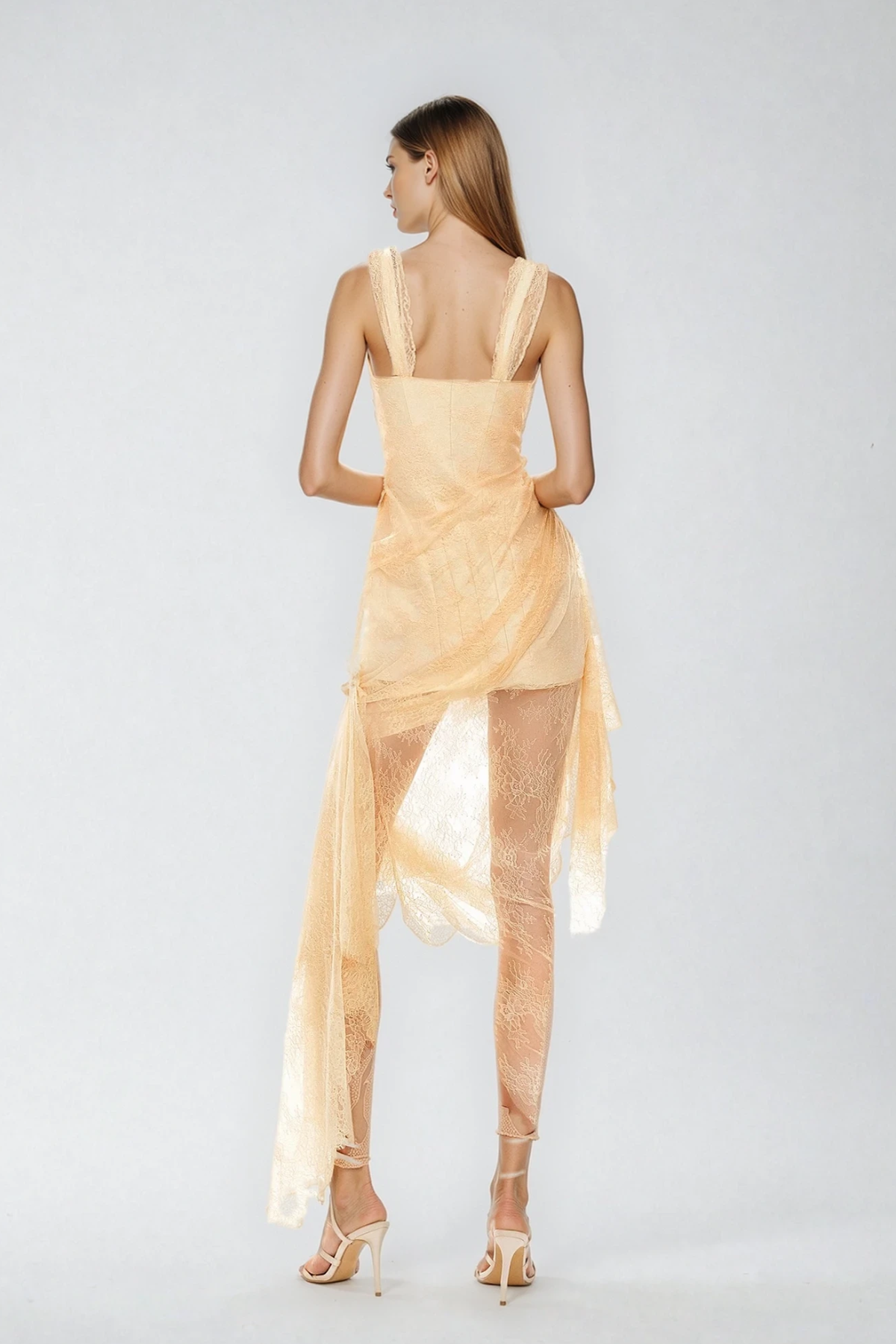 Dezideriu Asymmetric Flower Lace Maxi Dress