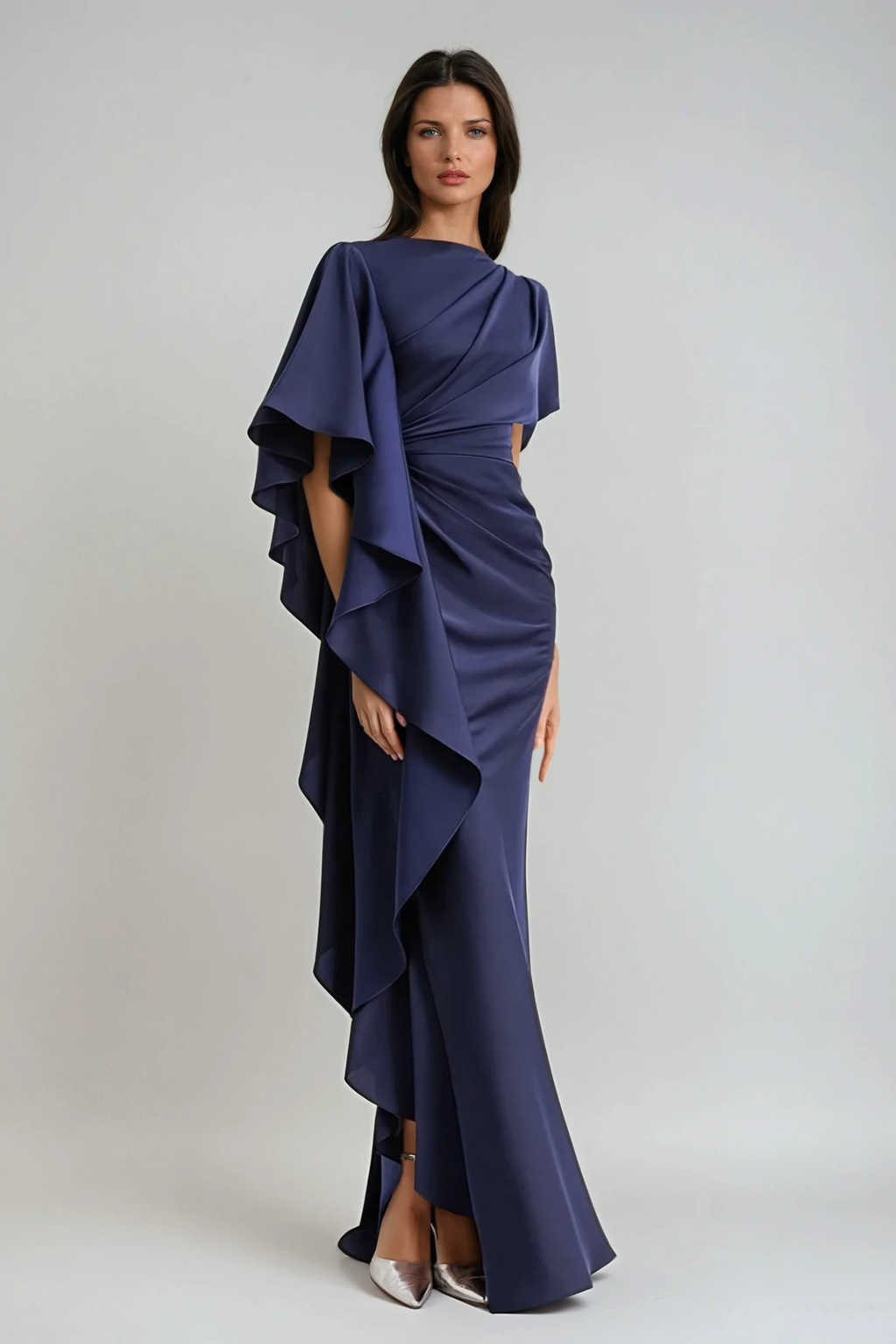 Dhananjay Asymmetric Ruffle Maxi Dress