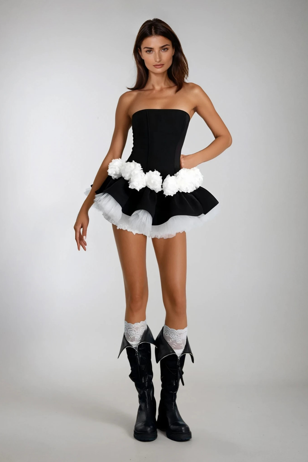 Dian Strapless Flower Skirt Set