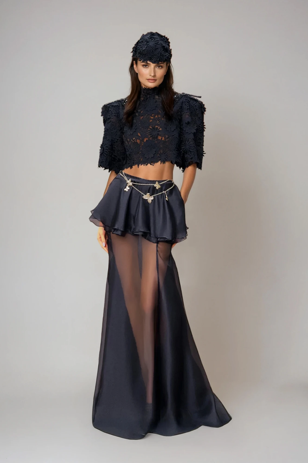 Diana Deconstruct Crop Lace Skirt Set
