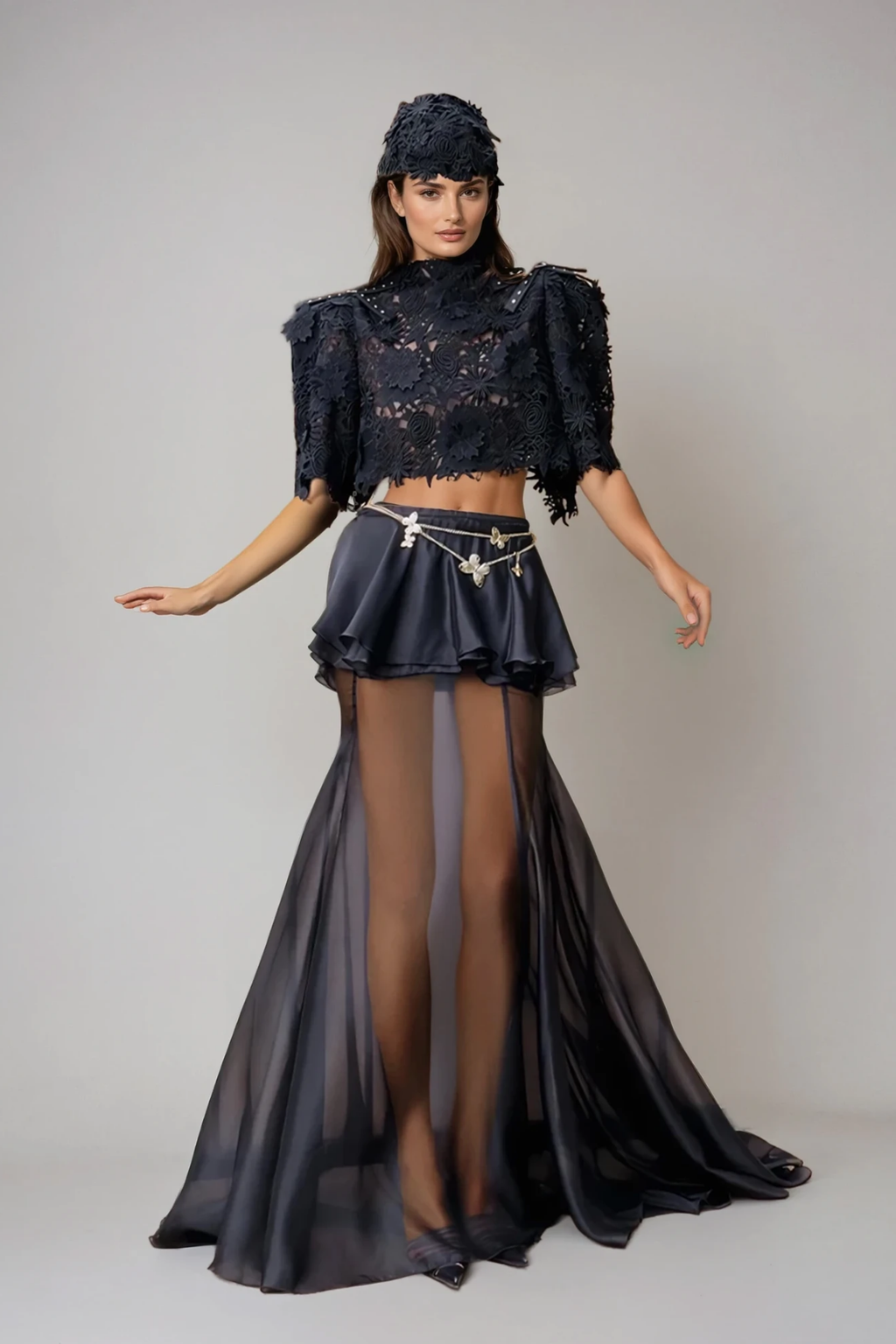 Diana Deconstruct Crop Lace Skirt Set