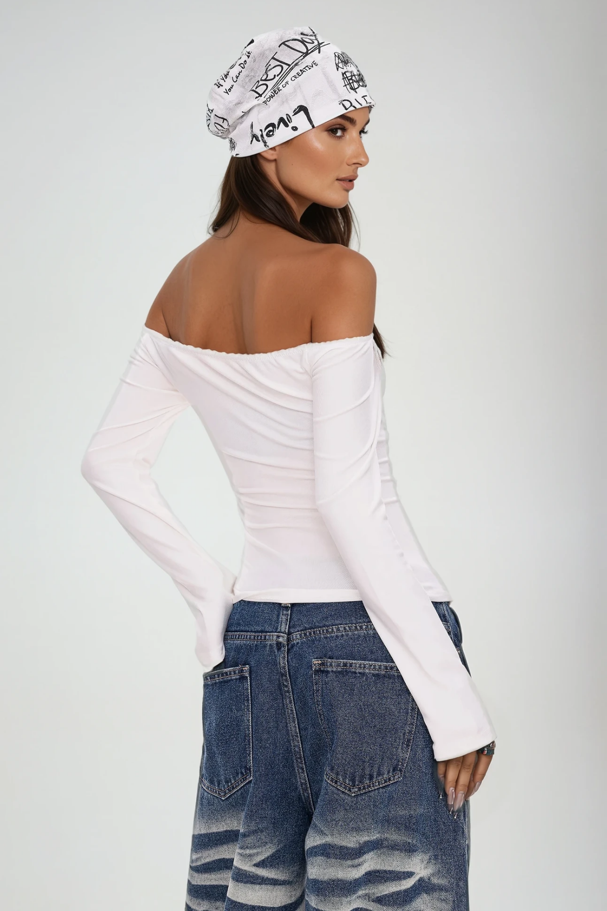 Dianne Off Shoulder Lace Up Top In White