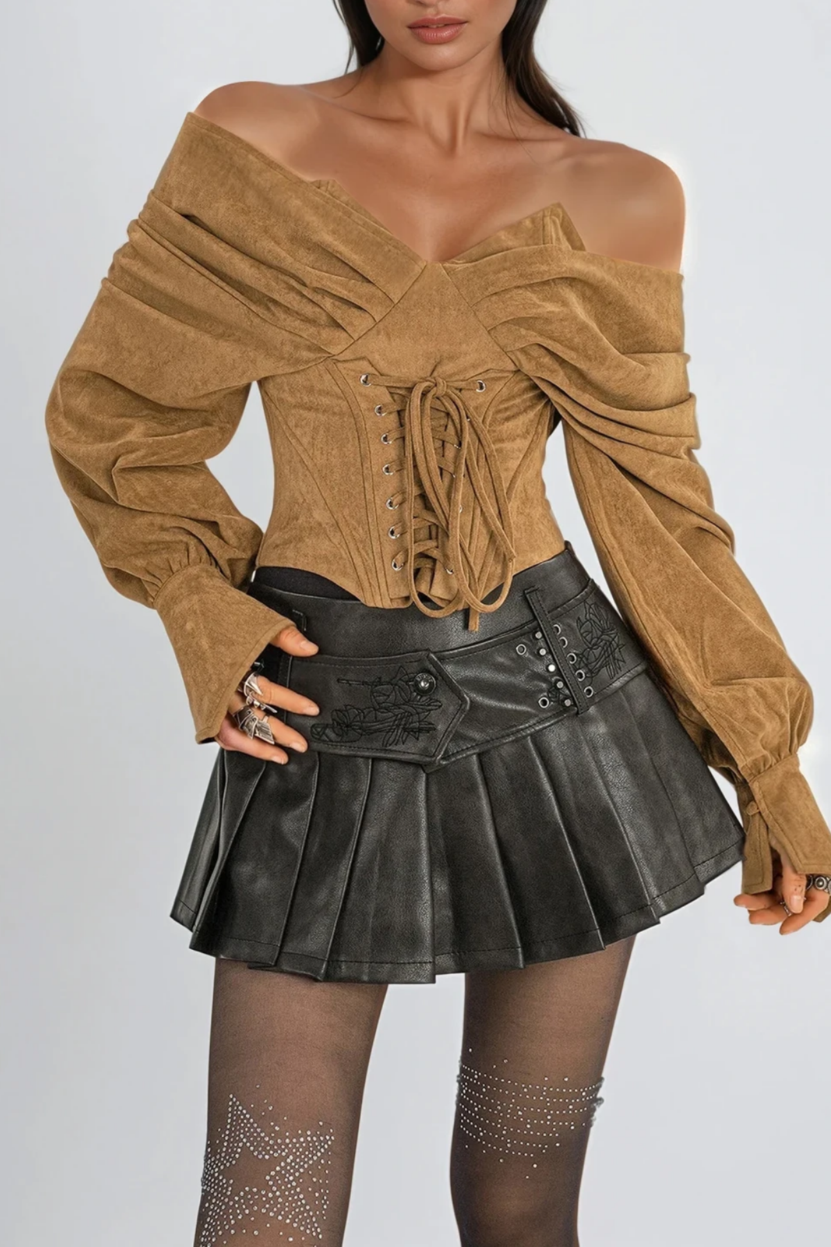 Diarmait Corset Lace Up Top