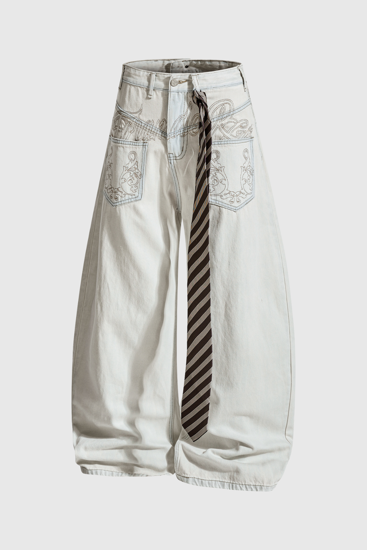 Dias Deconstruct Embroidered Baggy Jeans