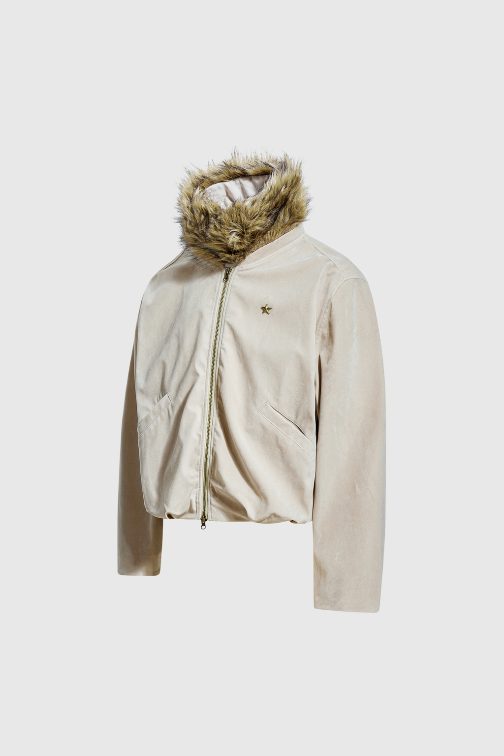 Dick Faux Fur Star Jacket In Apricot