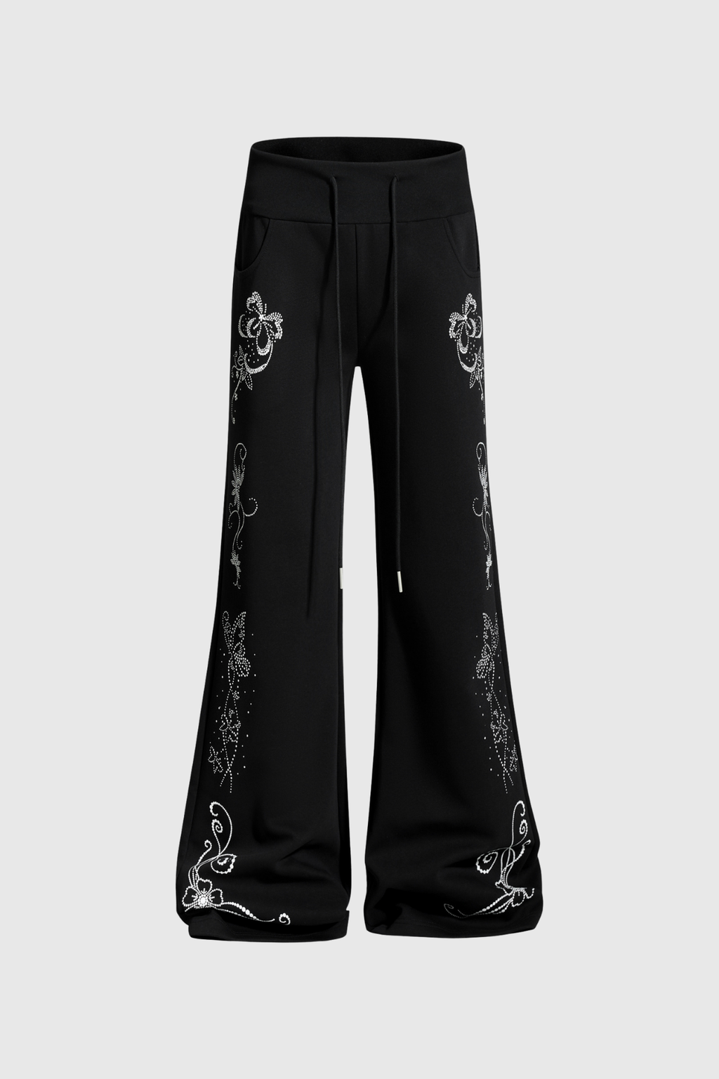 Didem Rhinestone Floral Pants In Black