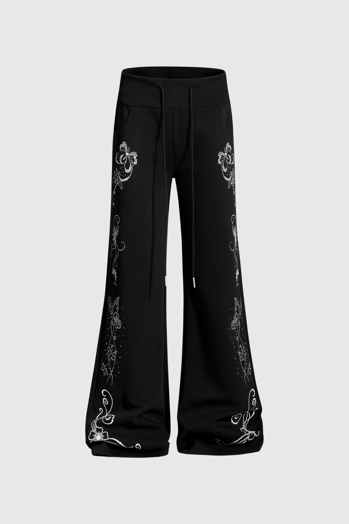 Didem Rhinestone Floral Pants In Black