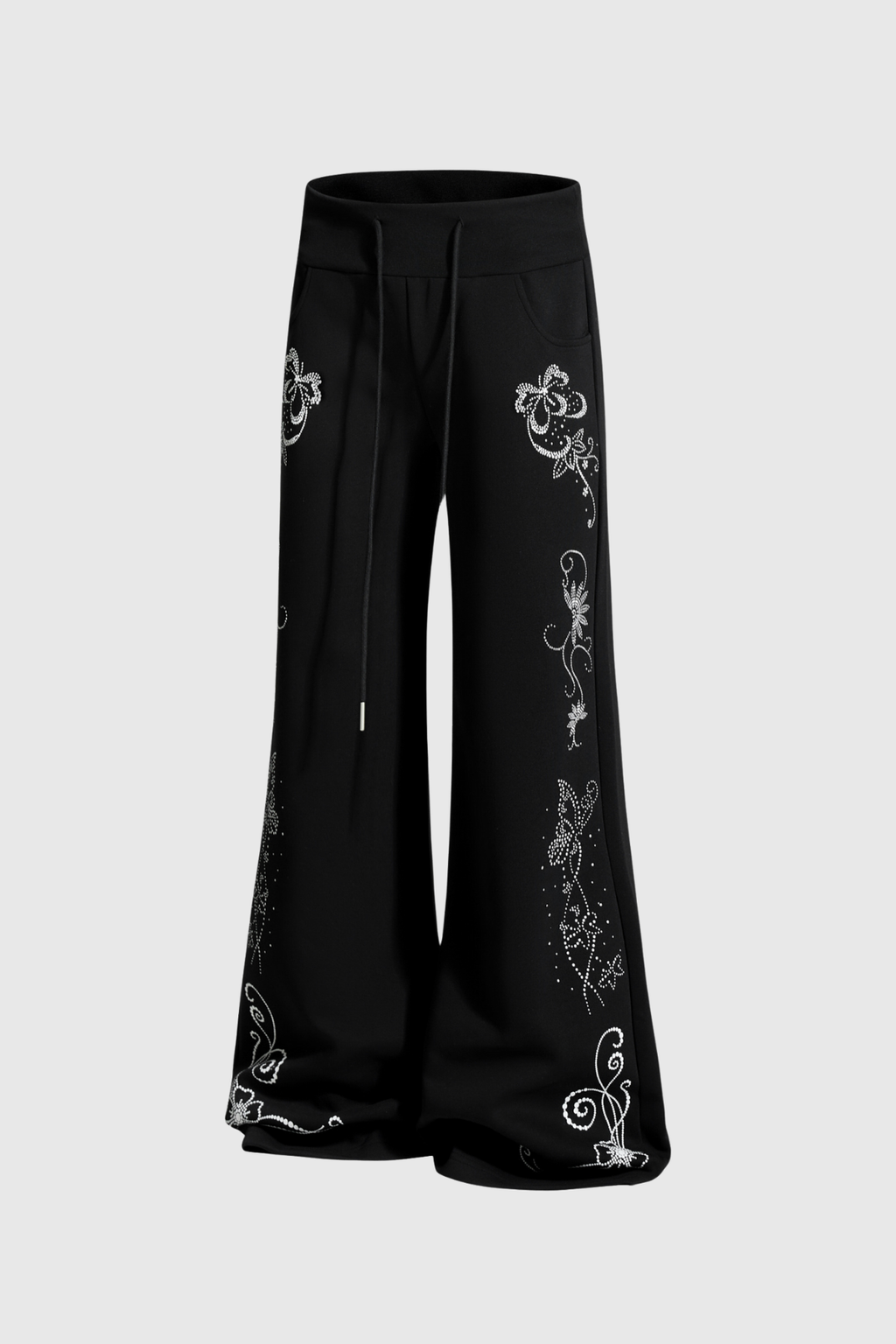 Didem Rhinestone Floral Pants In Black