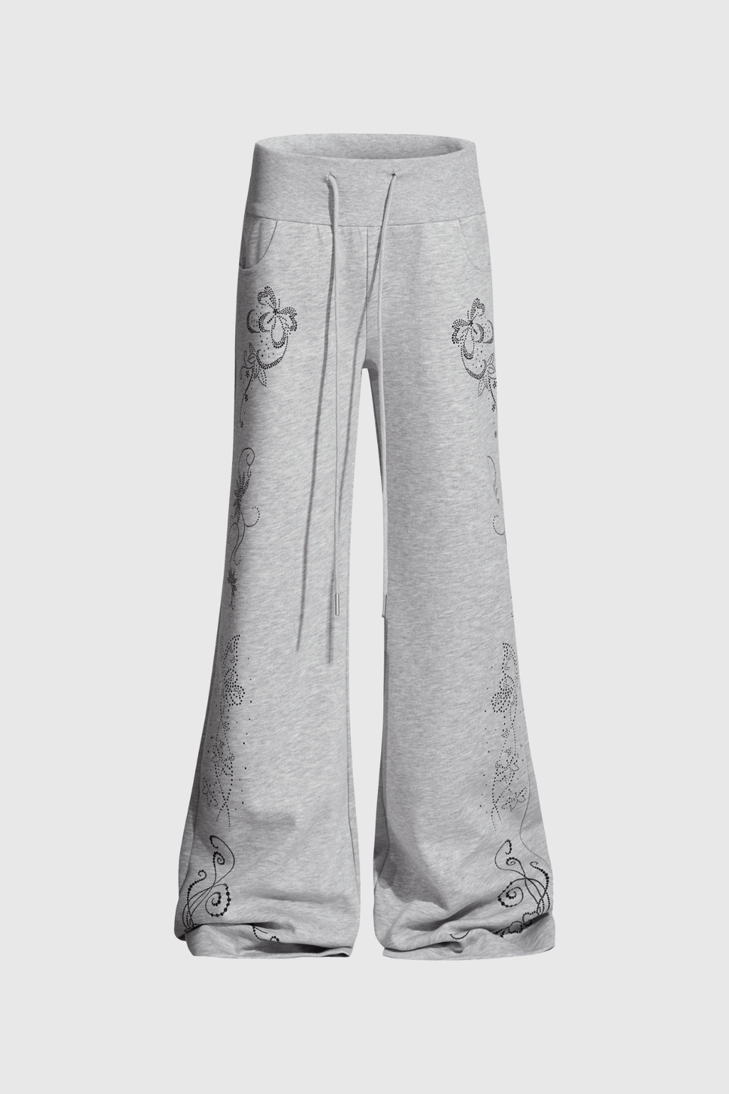 Didem Rhinestone Floral Pants In Grey