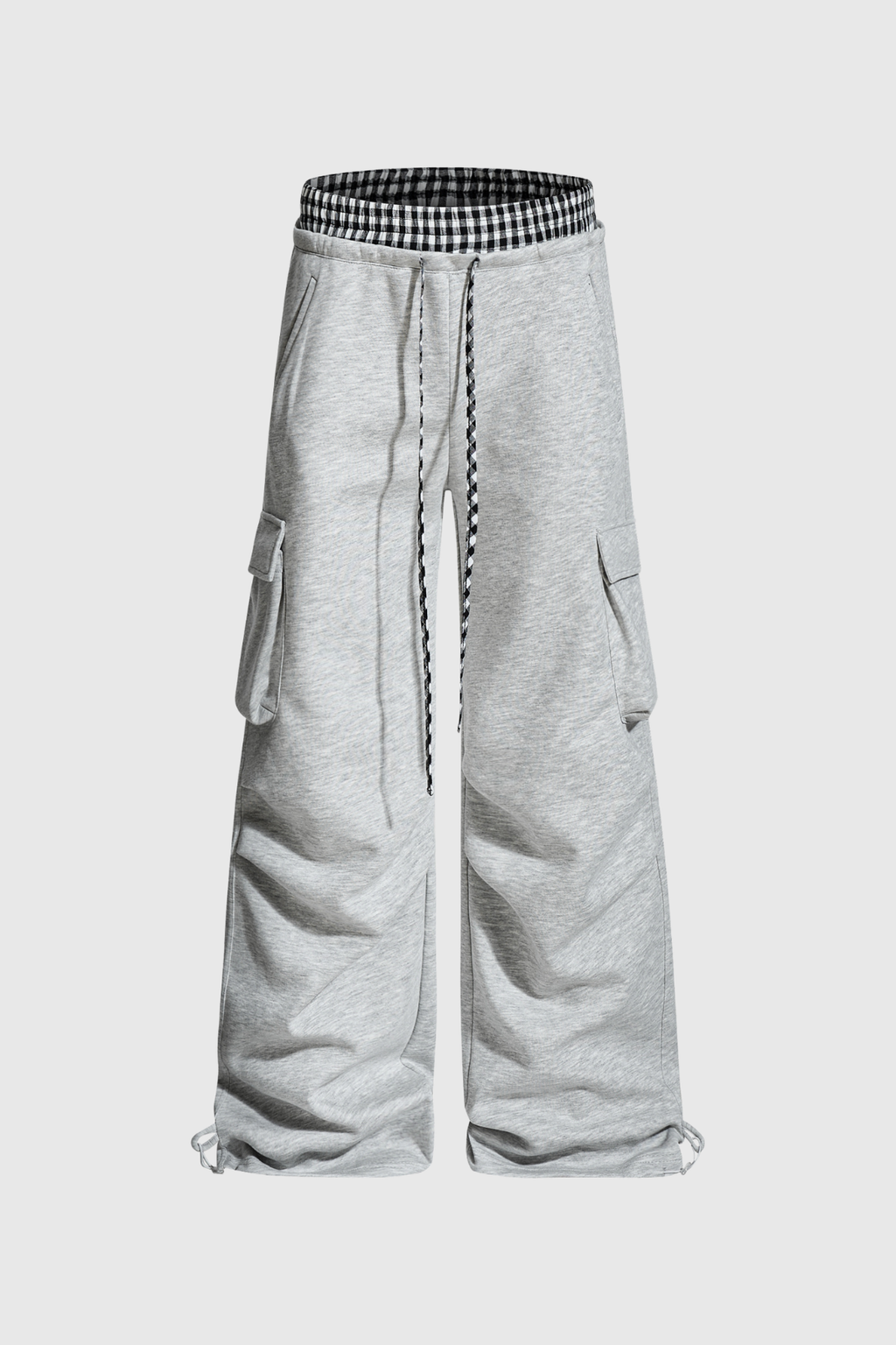 Didi Grid Pocket Cargo Pants In Grey