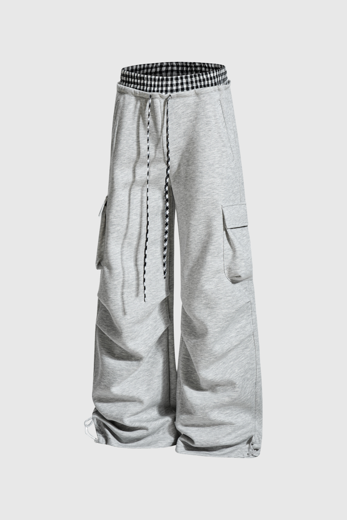 Didi Grid Pocket Cargo Pants In Grey