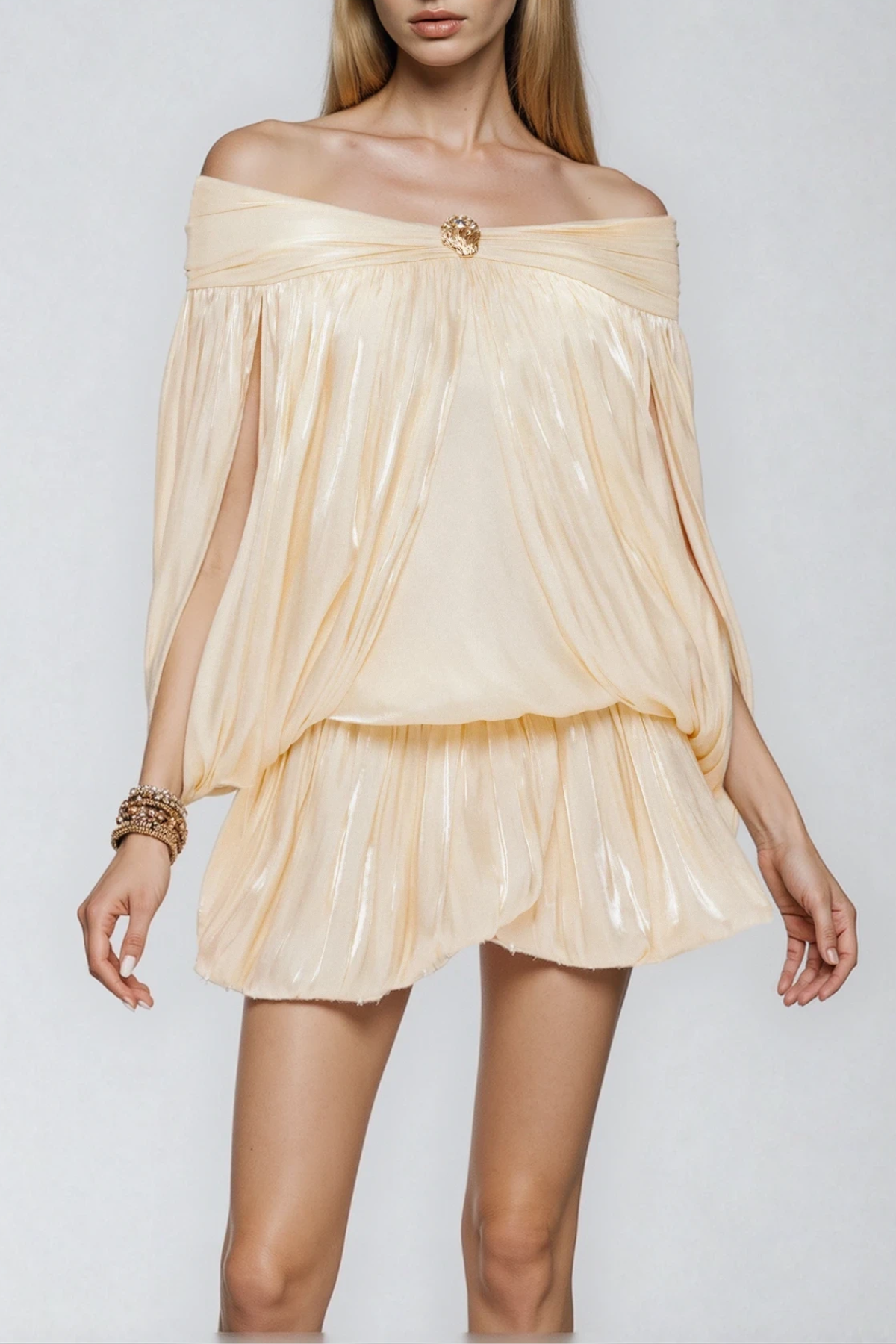 Diedrich Off Shoulder Ruch Mini Dress