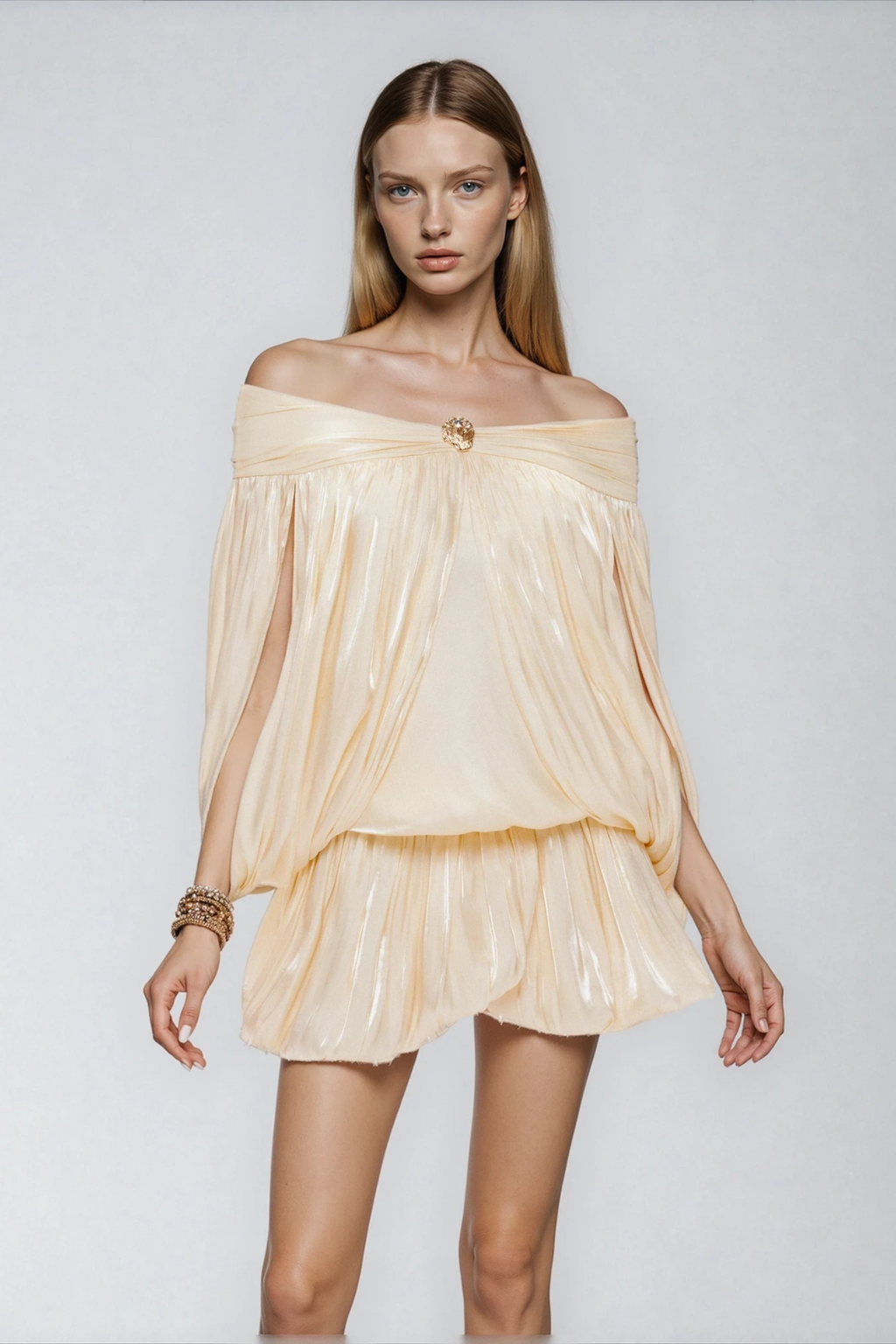 Diedrich Off Shoulder Ruch Mini Dress