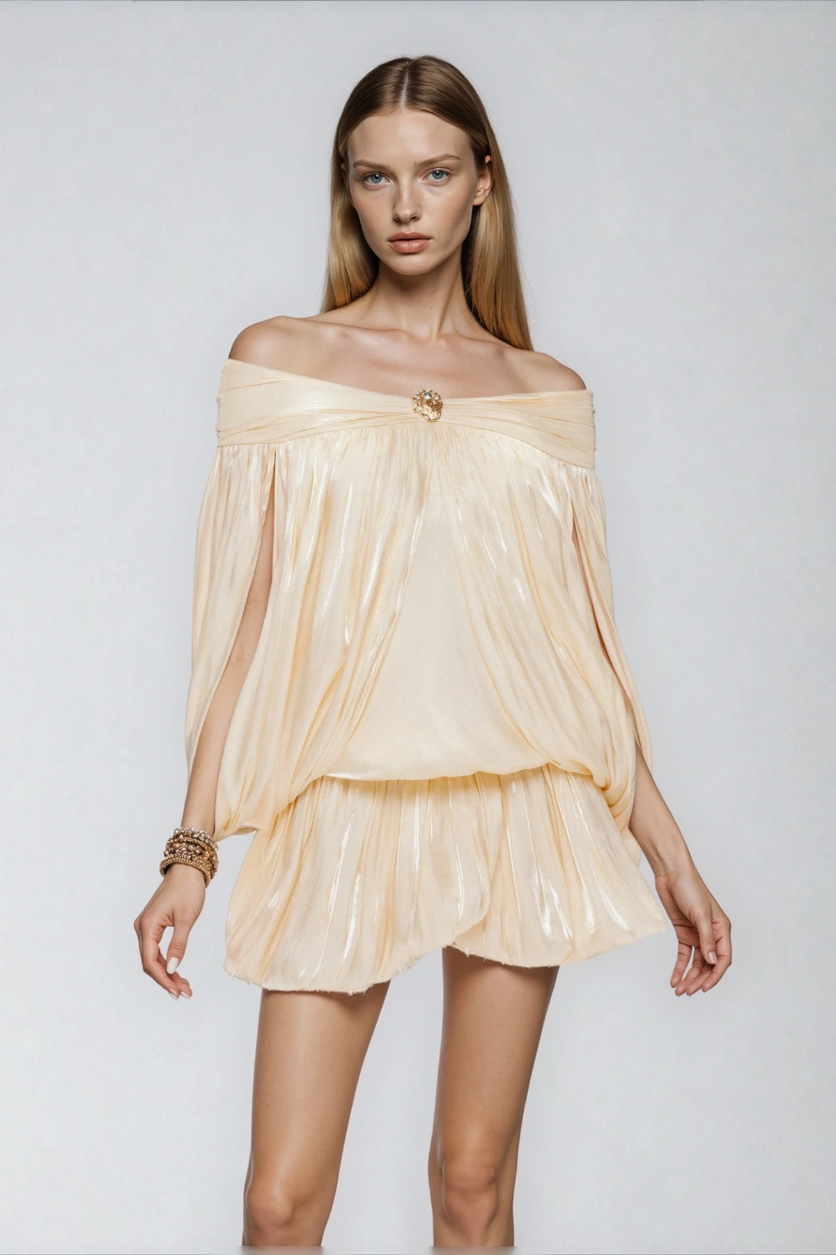 Diedrich Off Shoulder Ruch Mini Dress