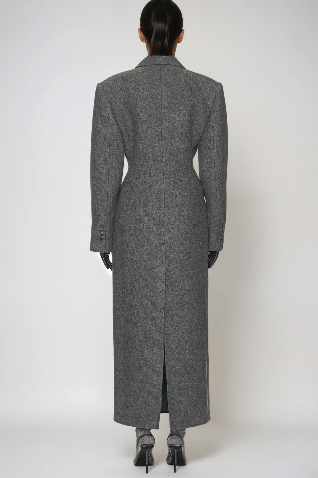 Dieter Lapel Wool Coat In Grey