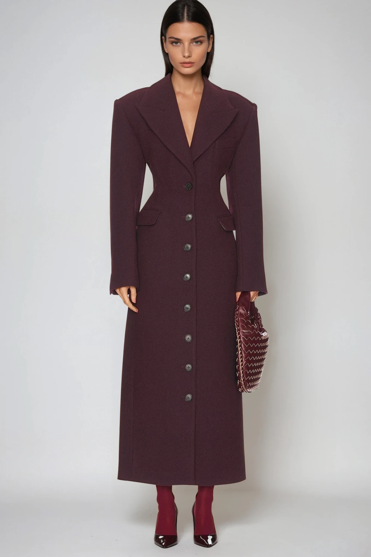 Dieter Lapel Wool Coat In Red