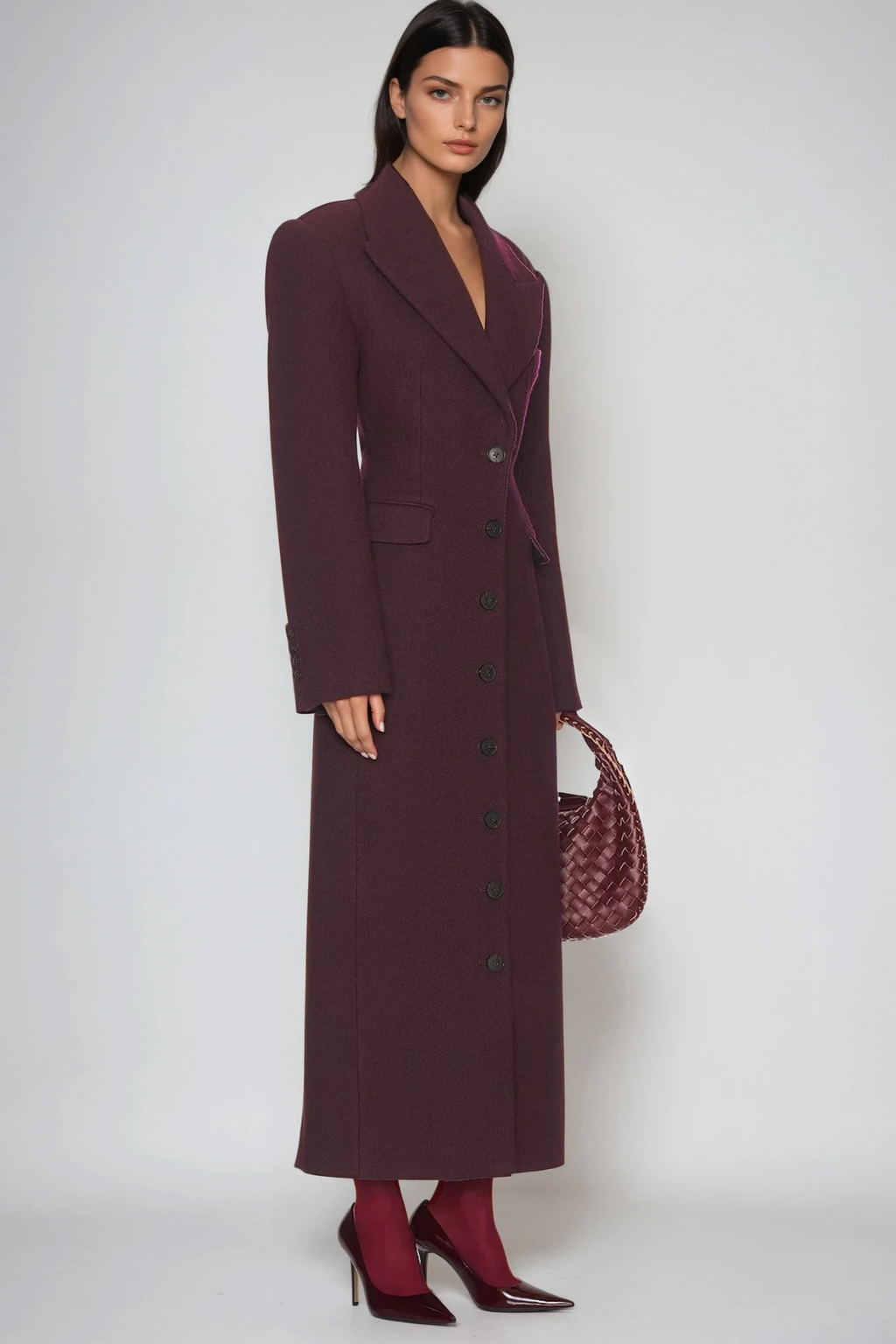 Dieter Lapel Wool Coat In Red
