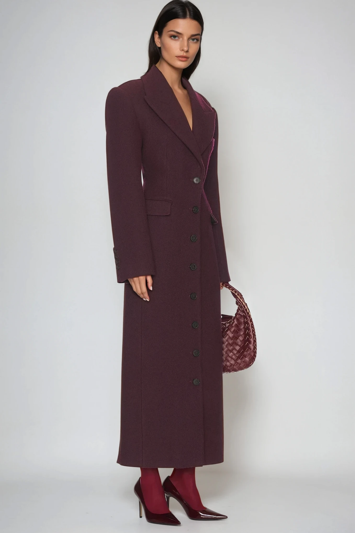 Dieter Lapel Wool Coat In Red