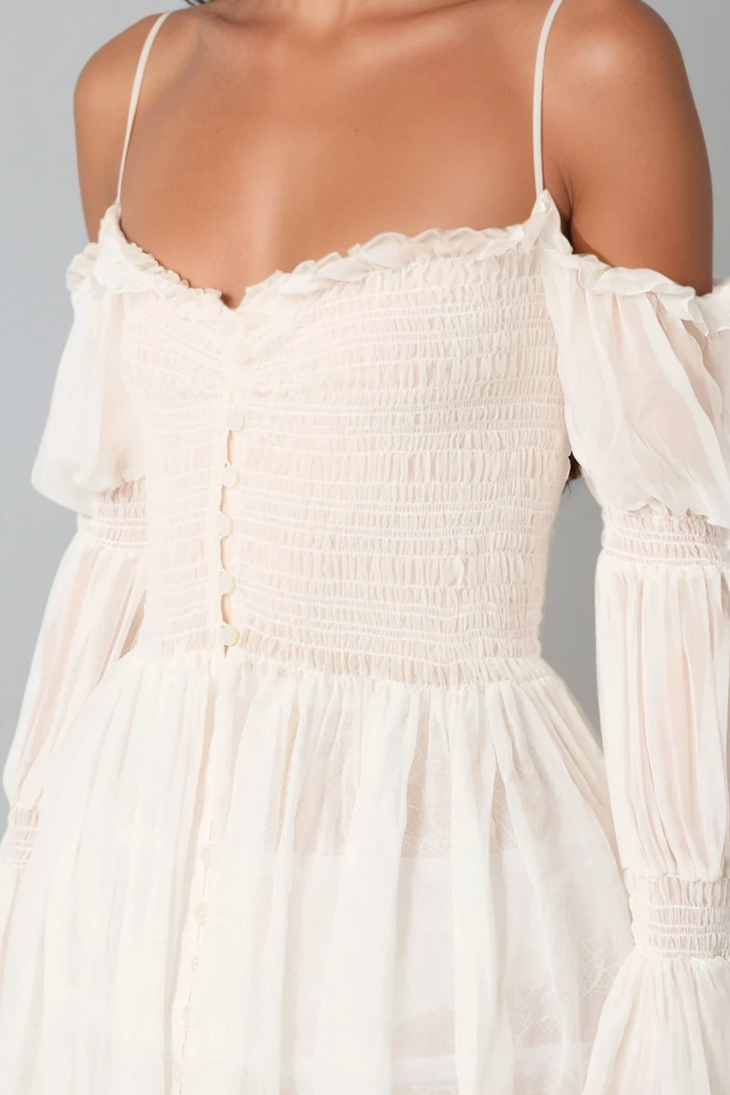 Diethard Long Sleeve Ruch Mesh Maxi Dress