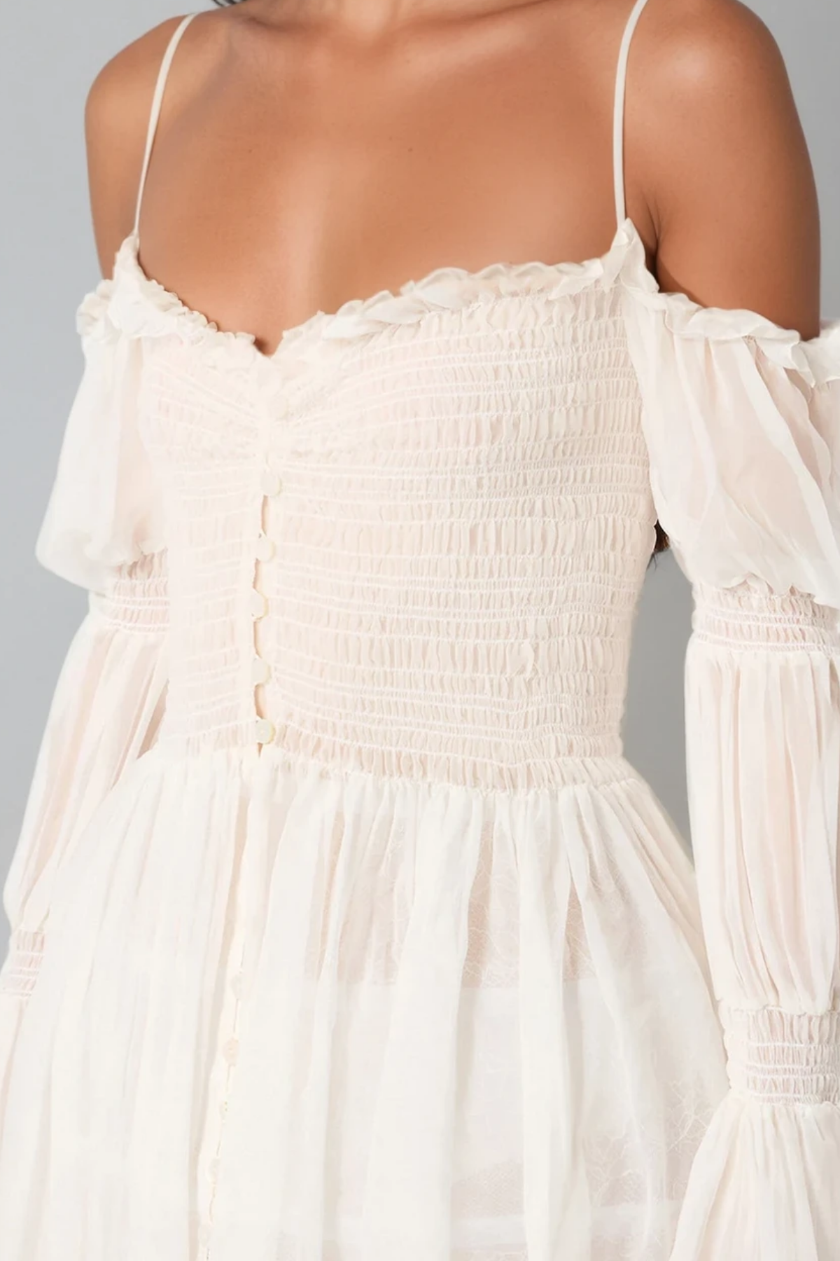 Diethard Long Sleeve Ruch Mesh Maxi Dress