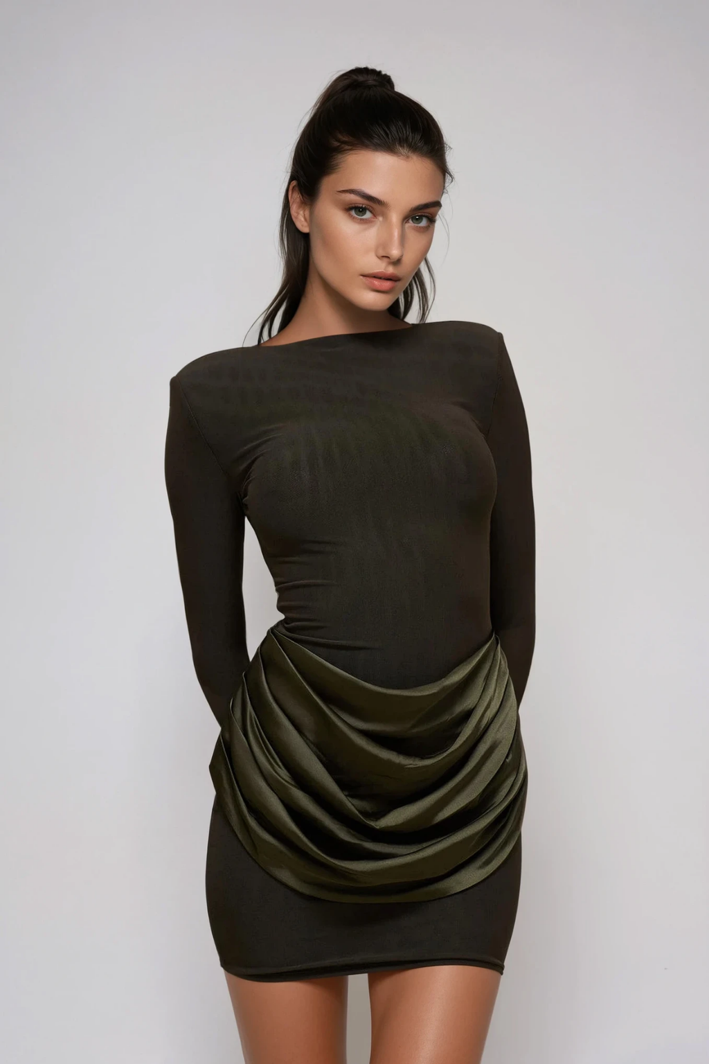 Diethelm Long Sleeve Ruch Mini Dress