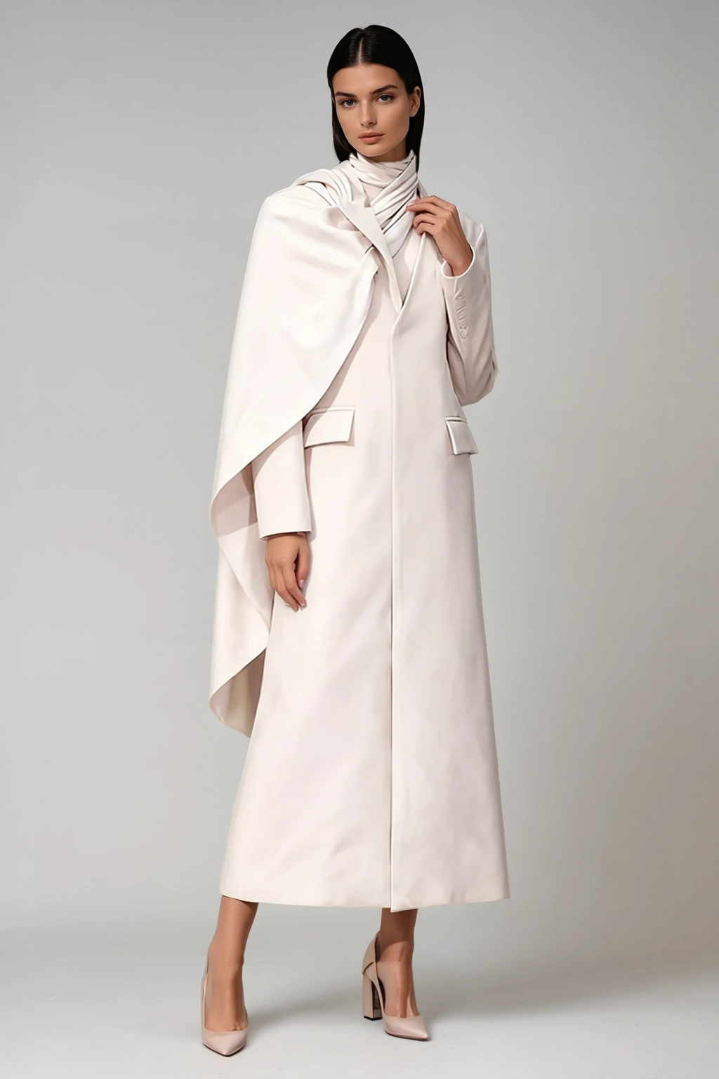 Dietlind Asymmetric Shawl Coat