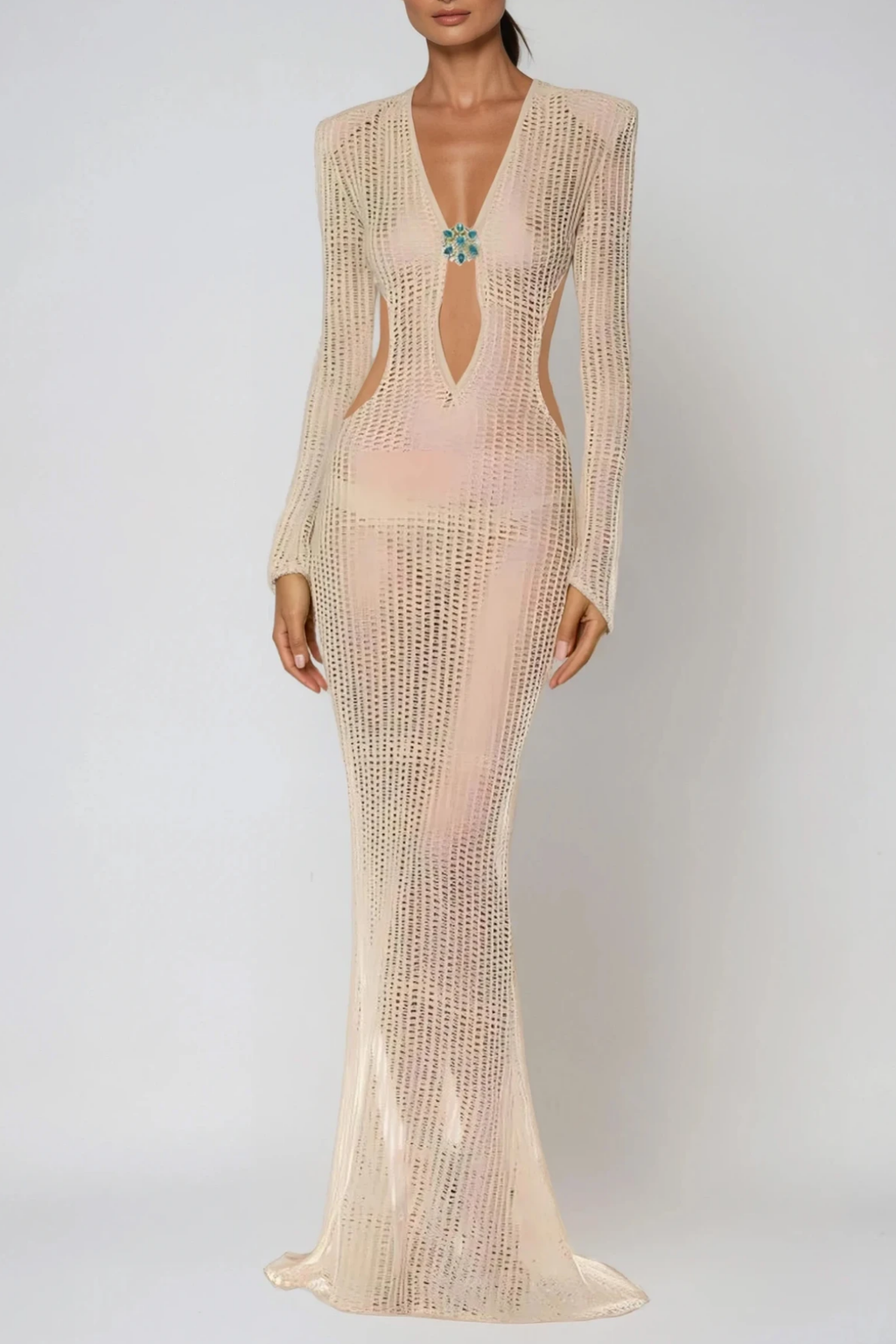 Dietlinde Cutout Crystal Knit Maxi Dress