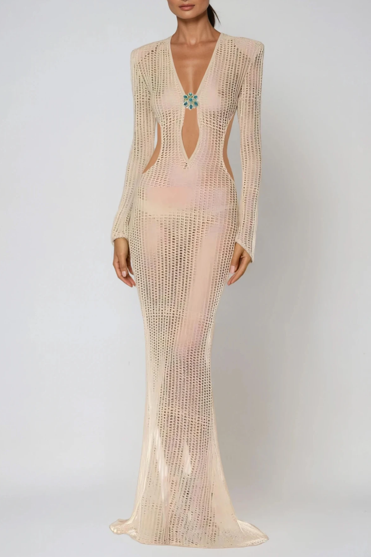 Dietlinde Cutout Crystal Knit Maxi Dress