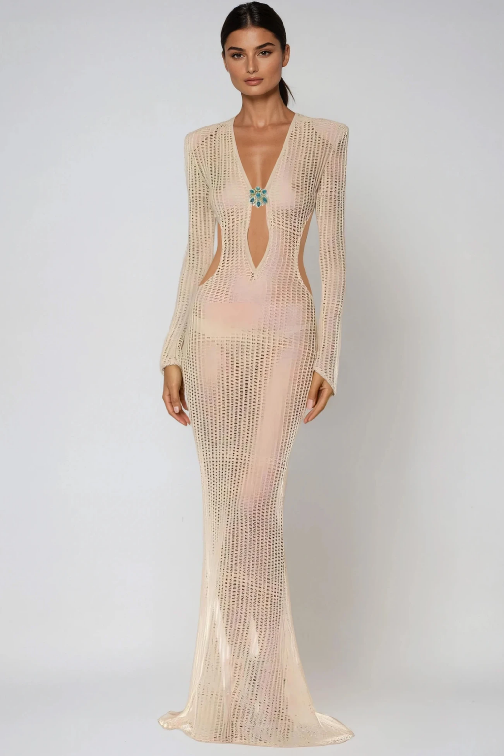 Dietlinde Cutout Crystal Knit Maxi Dress