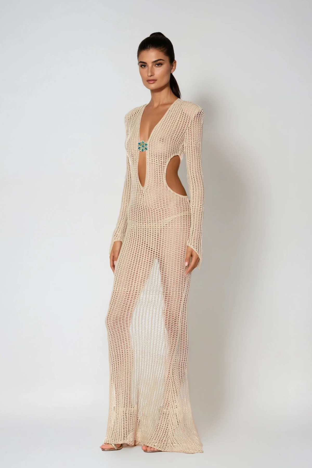 Dietlinde Cutout Crystal Knit Maxi Dress