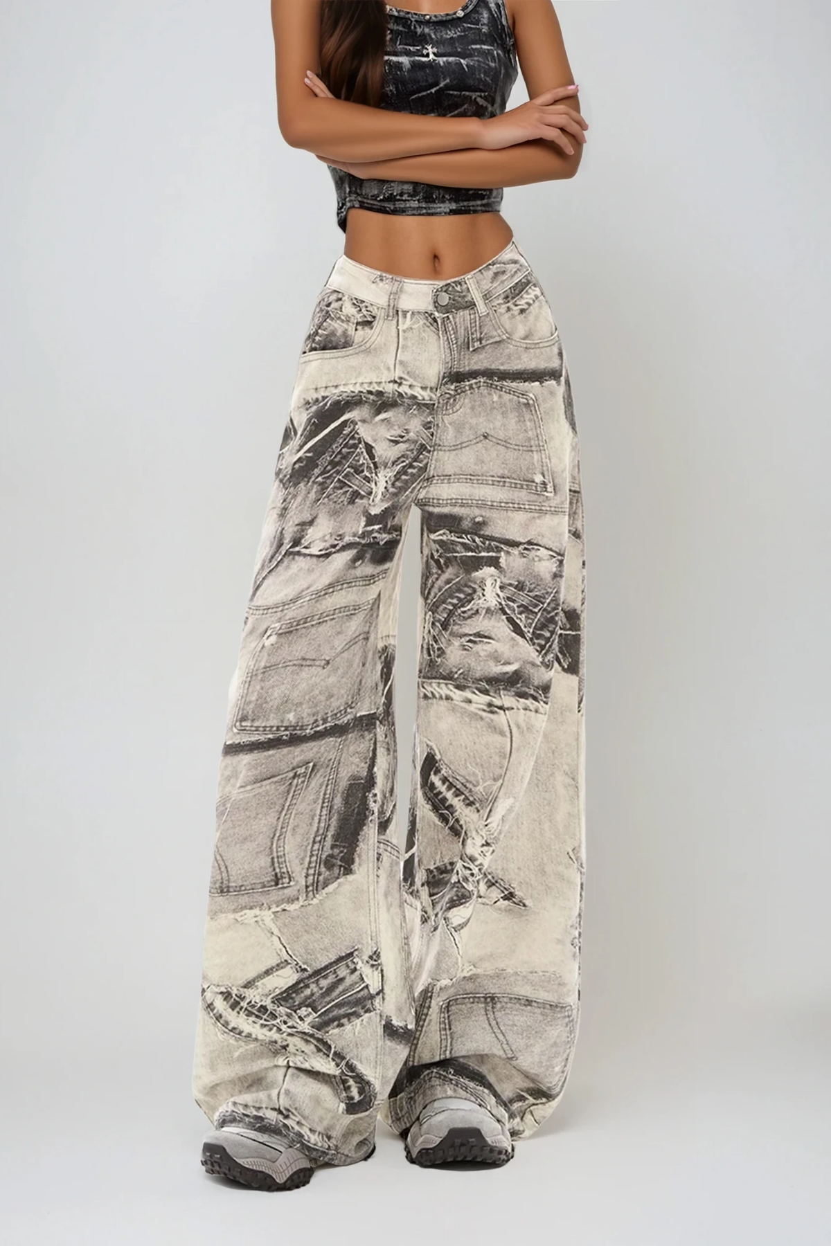 Dihya Deconstruct Print Jeans