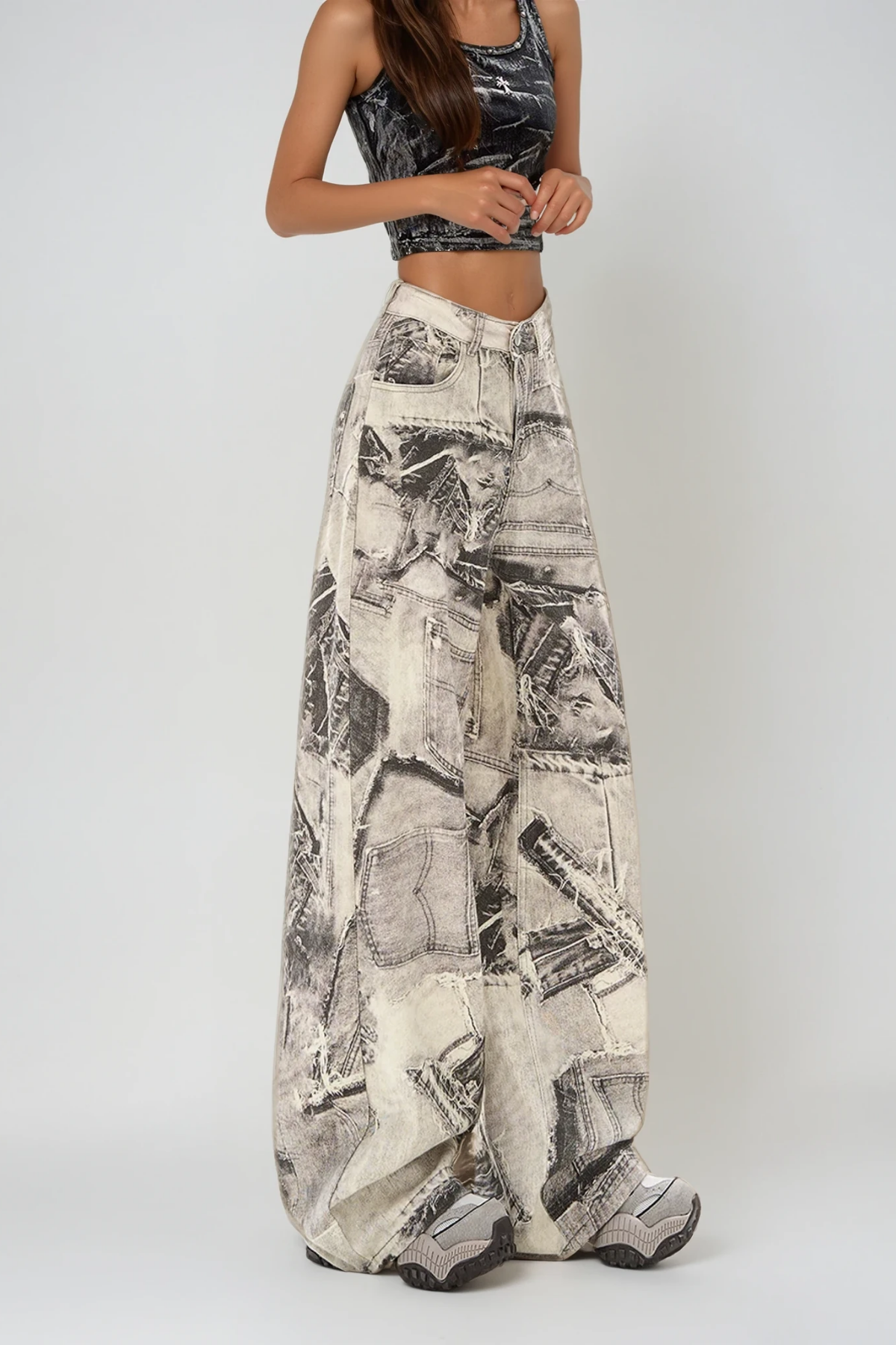 Dihya Deconstruct Print Jeans