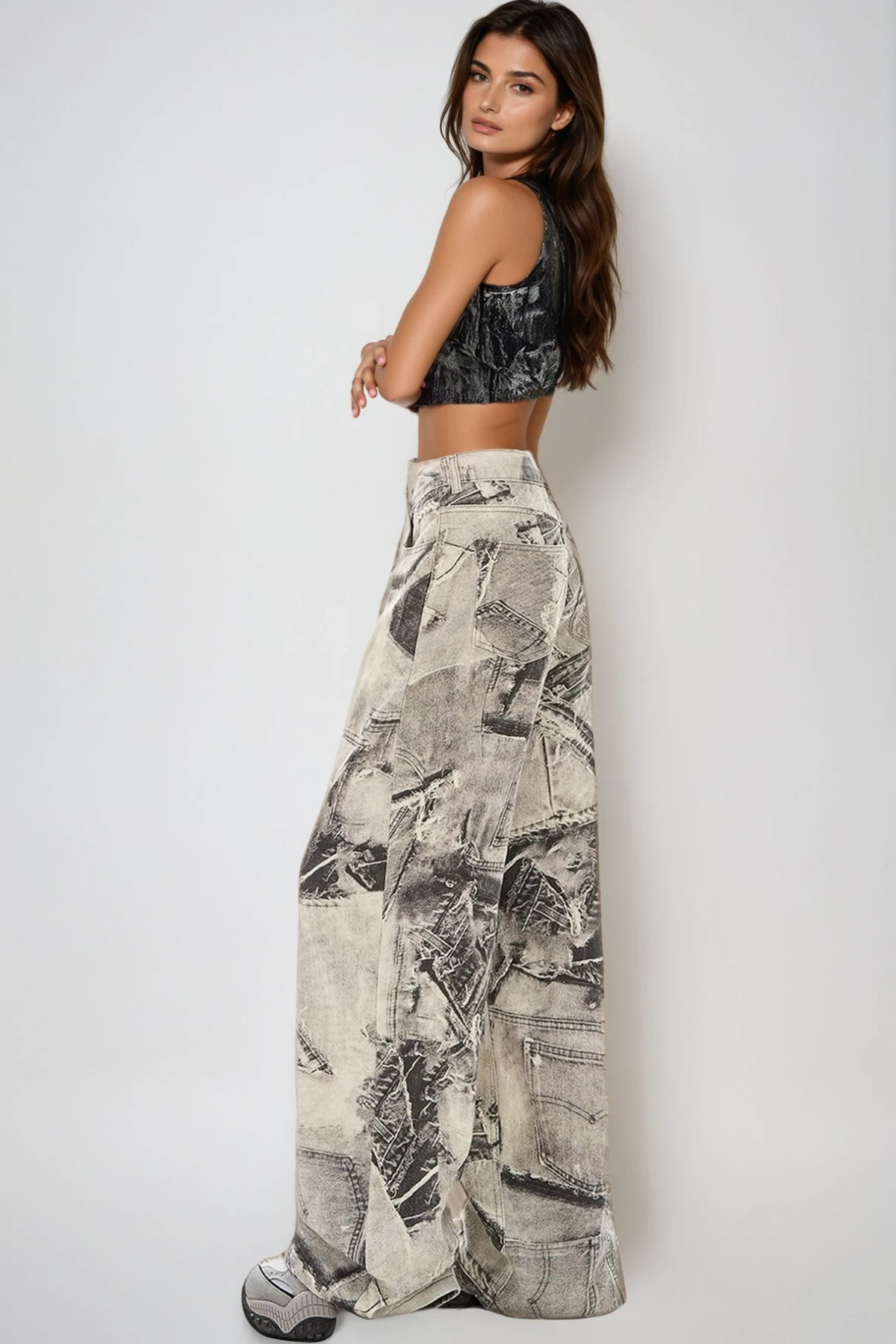 Dihya Deconstruct Print Jeans