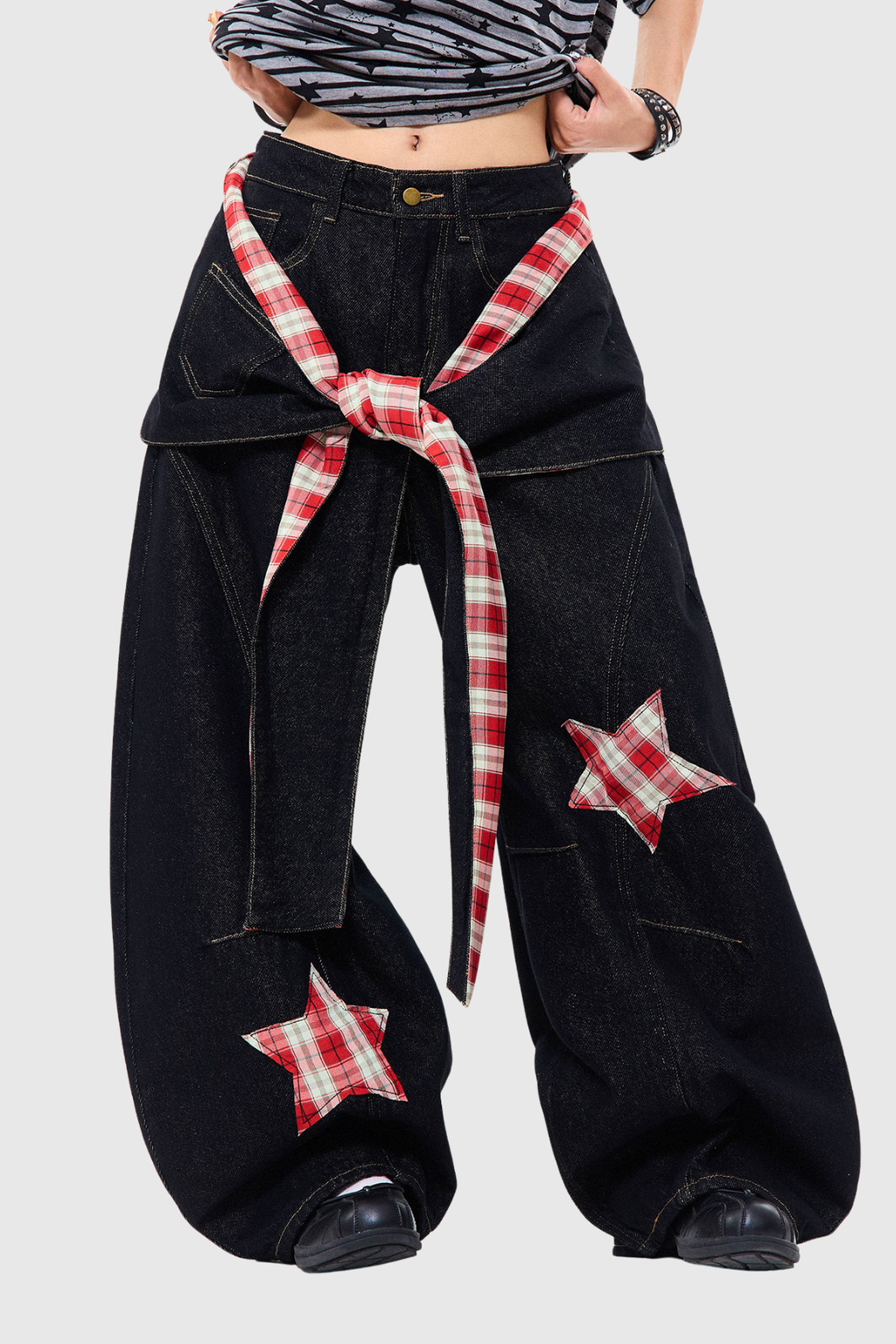 Diindiisi Star Deconstruct Grid Tie Up Jeans