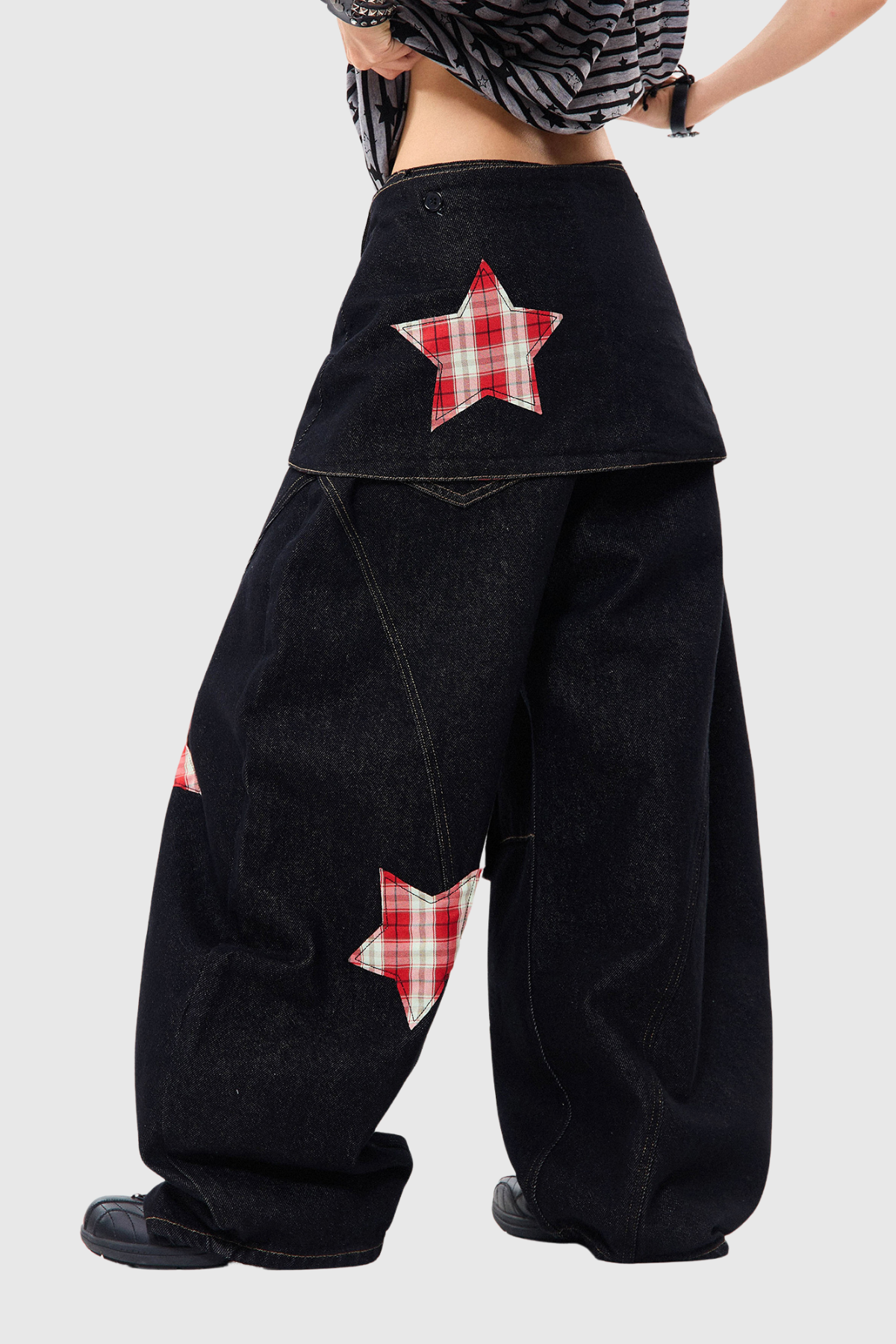 Diindiisi Star Deconstruct Grid Tie Up Jeans