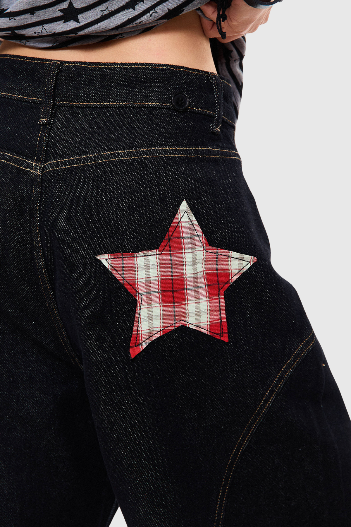 Diindiisi Star Deconstruct Grid Tie Up Jeans