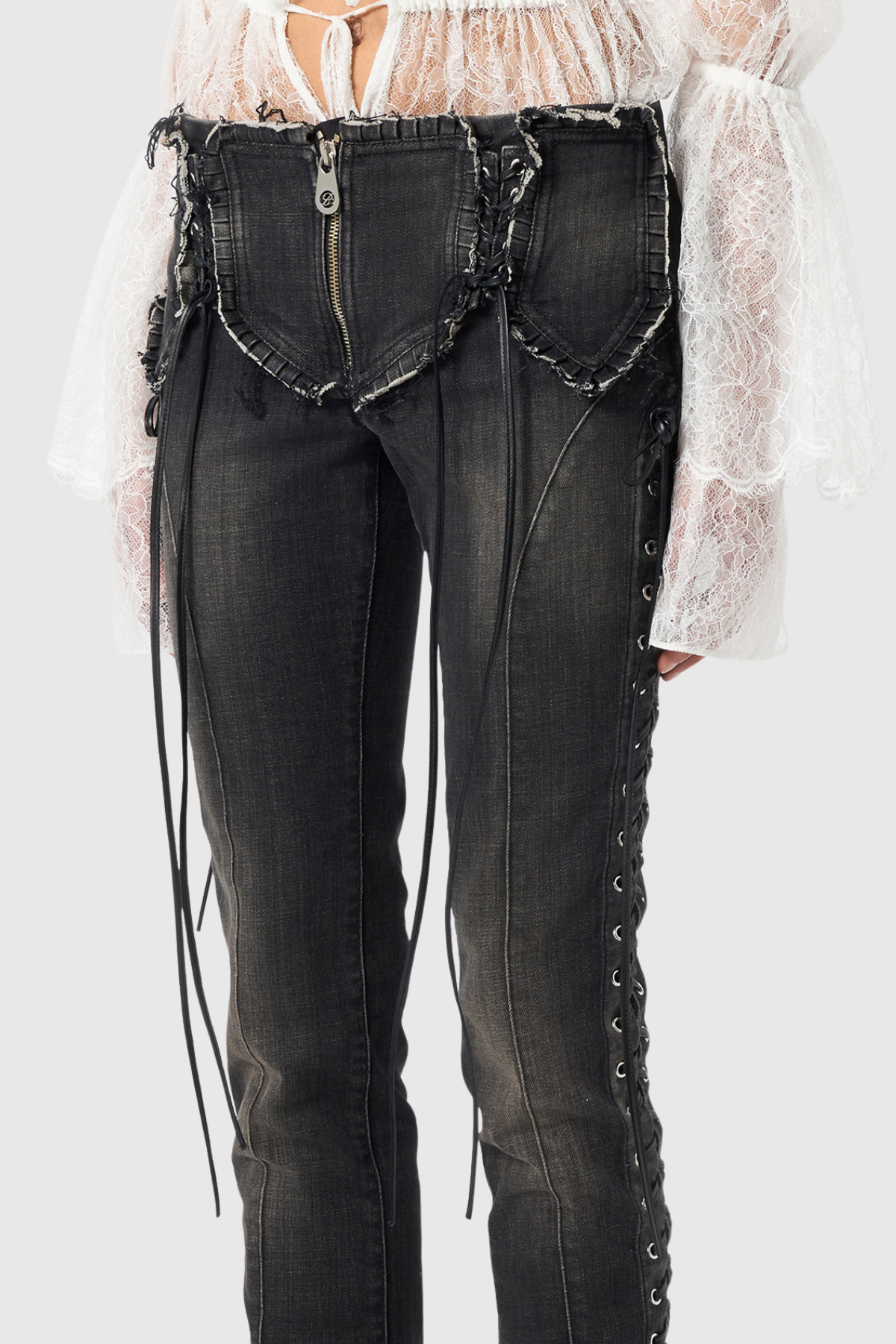 Dikran Lace Up Skinny Jeans