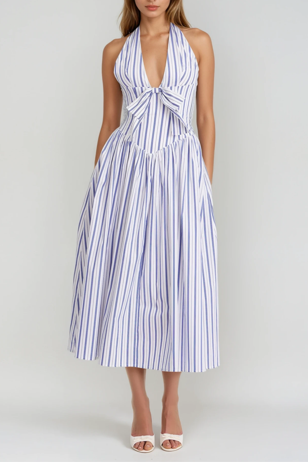 Dilay Halter Neck Stripe Maxi Dress