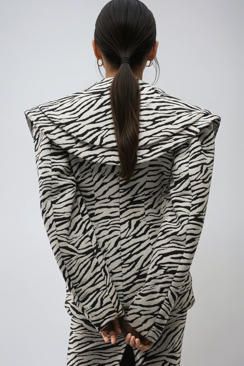 Dileep Zebra Print Plunge Jacket