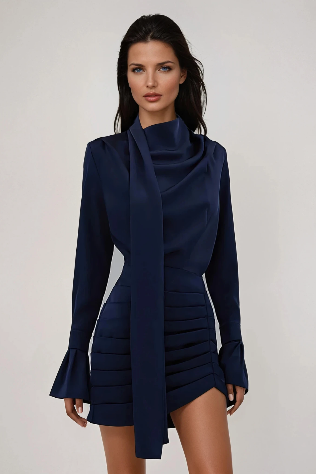 Dilek Ruch Satin Scarf Mini Dress