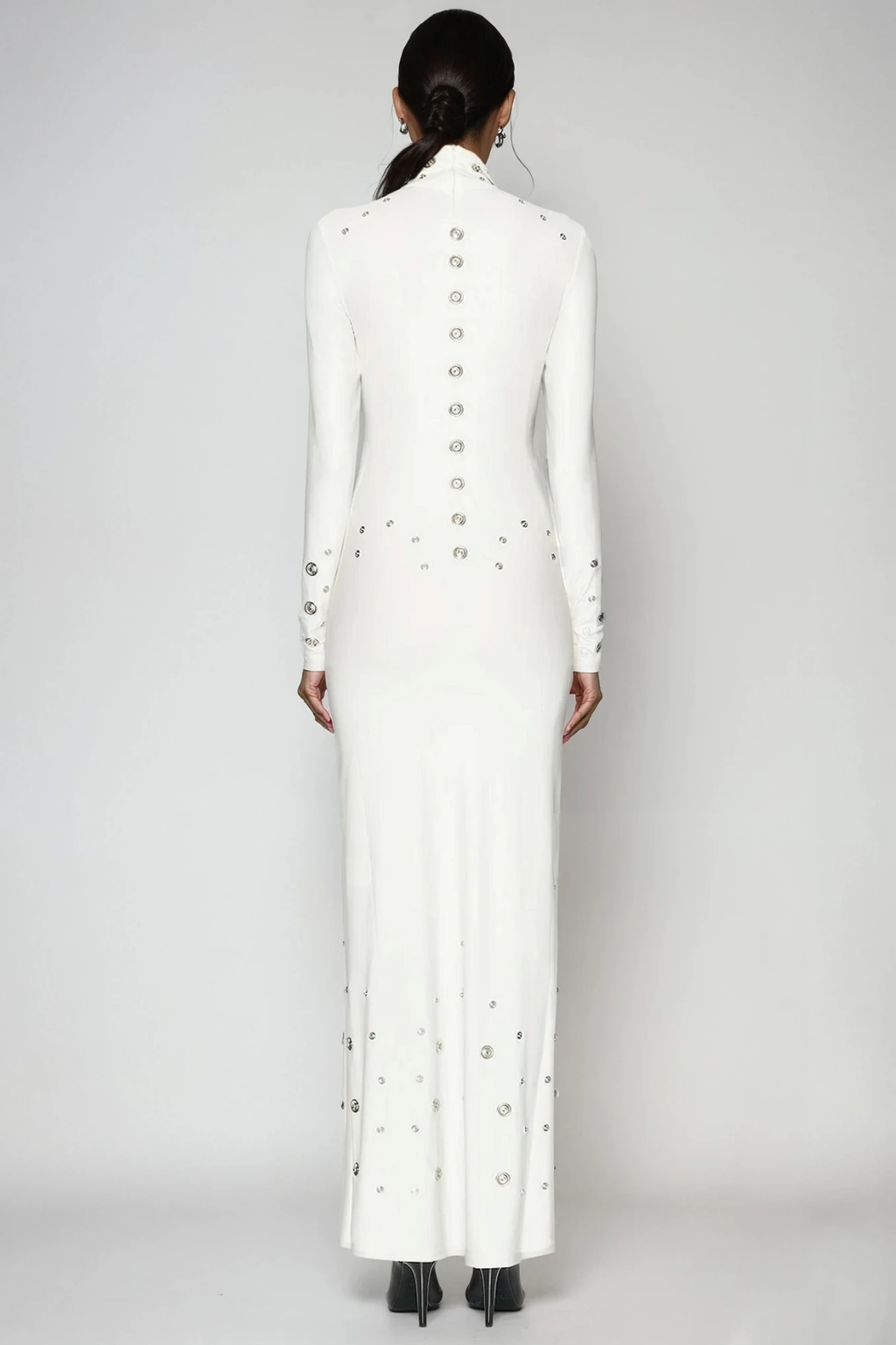 Dillan Embellished Split Maxi Dress In White
