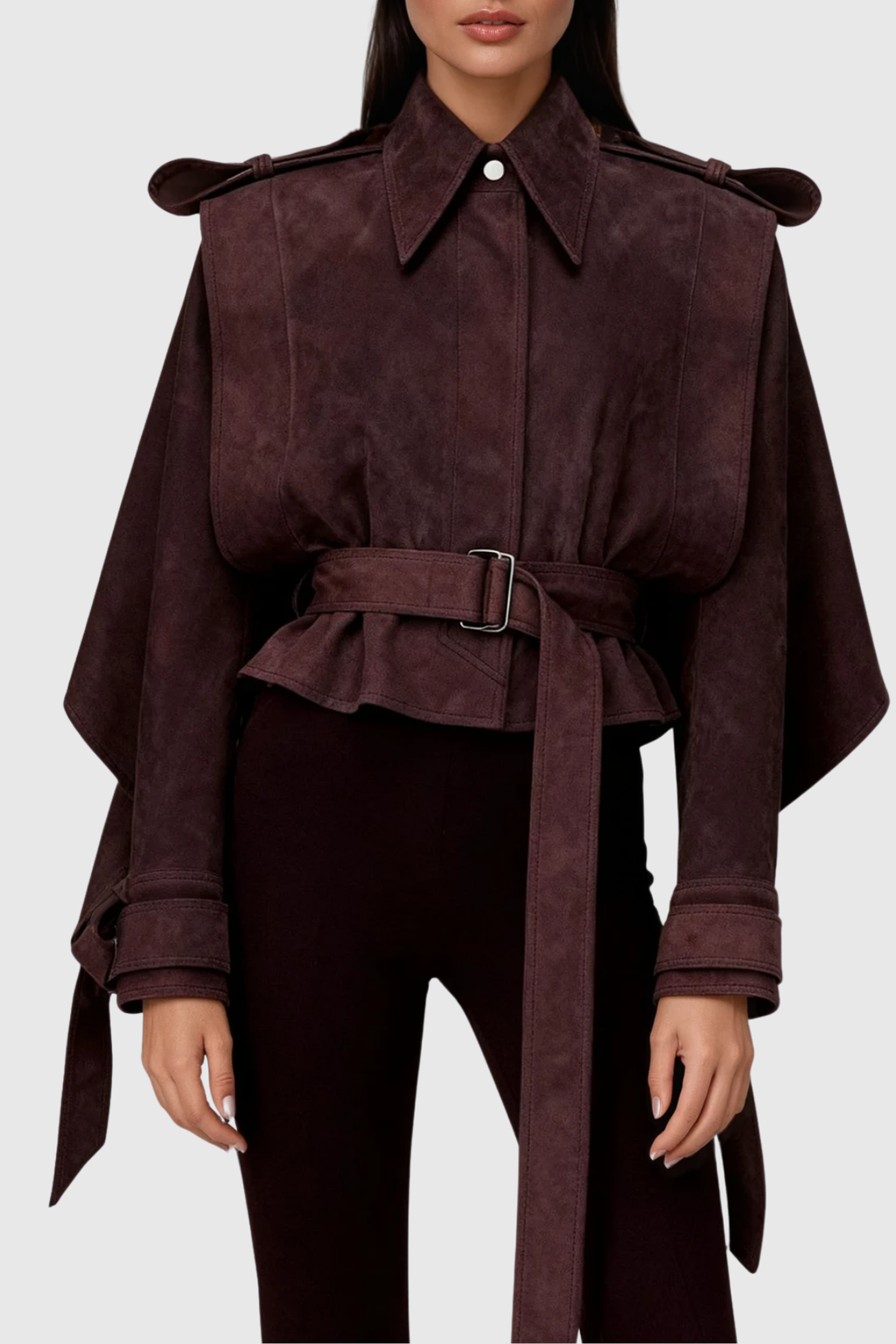 Dillon Lapel Belt Suede Jacket