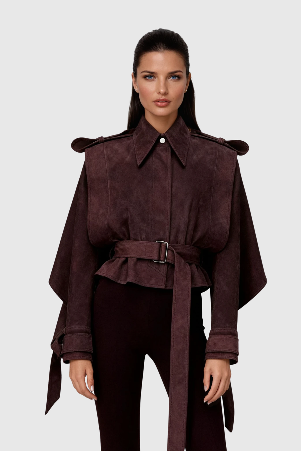 Dillon Lapel Belt Suede Jacket