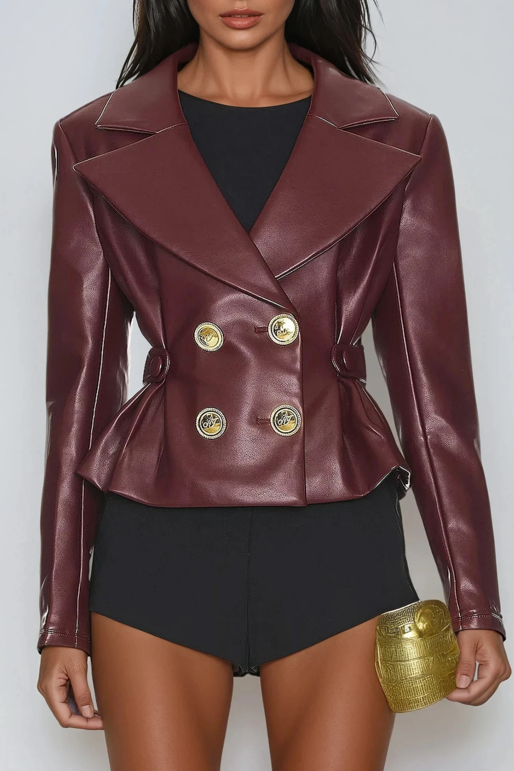 Dimi Double Breasted Leather Blazer